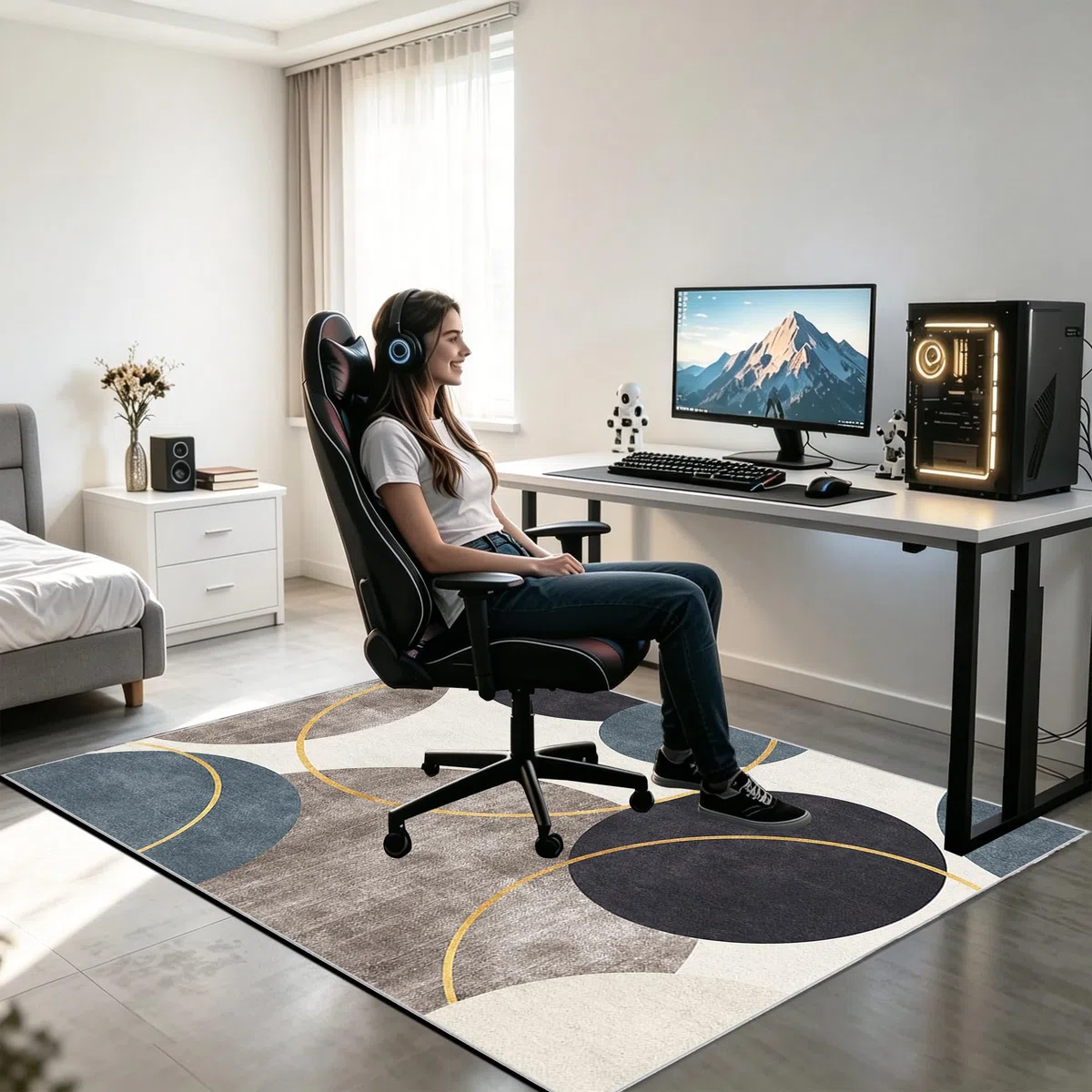 Protectora para Silla de Oficina, Alfombra para Silla de Oficina para Suelos Duros Alfombrilla de Escritorio para Parquet, Alfombra Gaming Suelo, Alfombrilla Protector Suelo Silla Ruedas