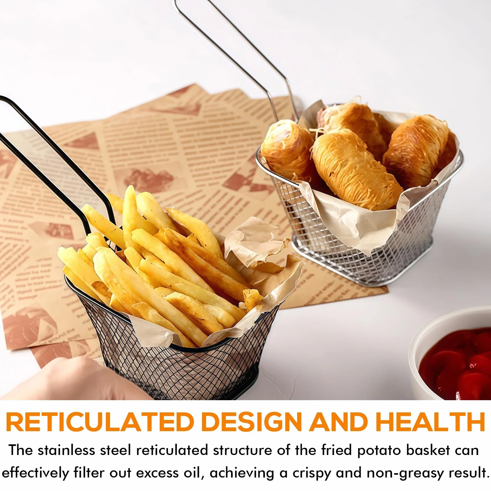 12 cestas para patatas fritas, cesta pequeña de acero inoxidable con asa, mini cestas para servir, cesta para patatas fritas, cesta para patatas fritas, cesta para freír patatas fritas (negro)