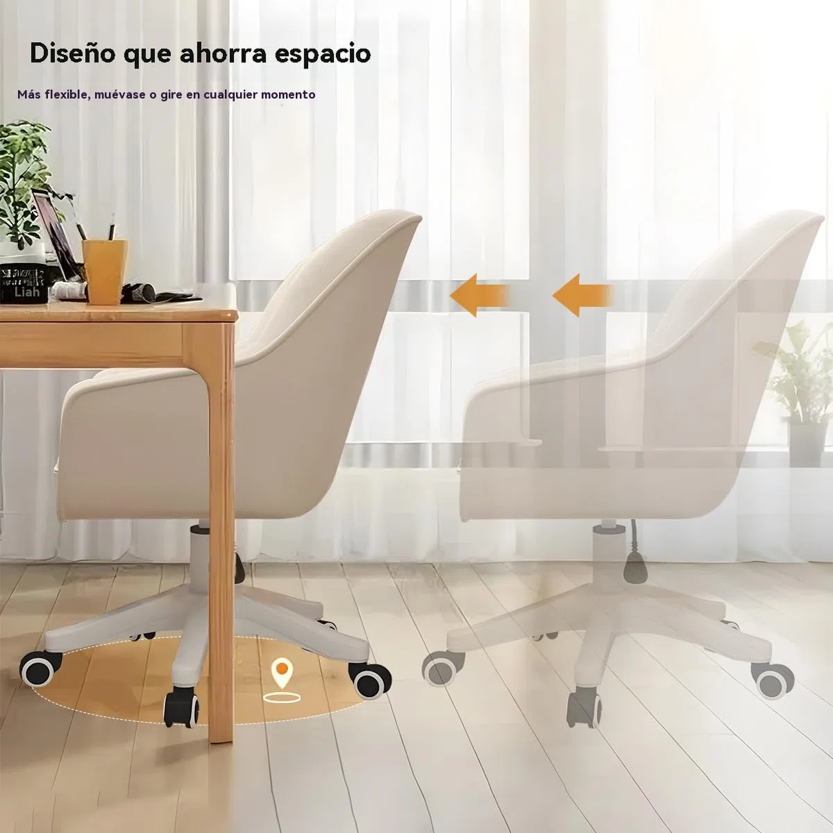 Silla de Oficina para el hogar Sillas de Terciopelo para tocador Silla de Maquillaje con Ruedas Sillas de Ordenador con Respaldo Medio Silla giratoria pequeña con Ruedas y Altura Ajustable
