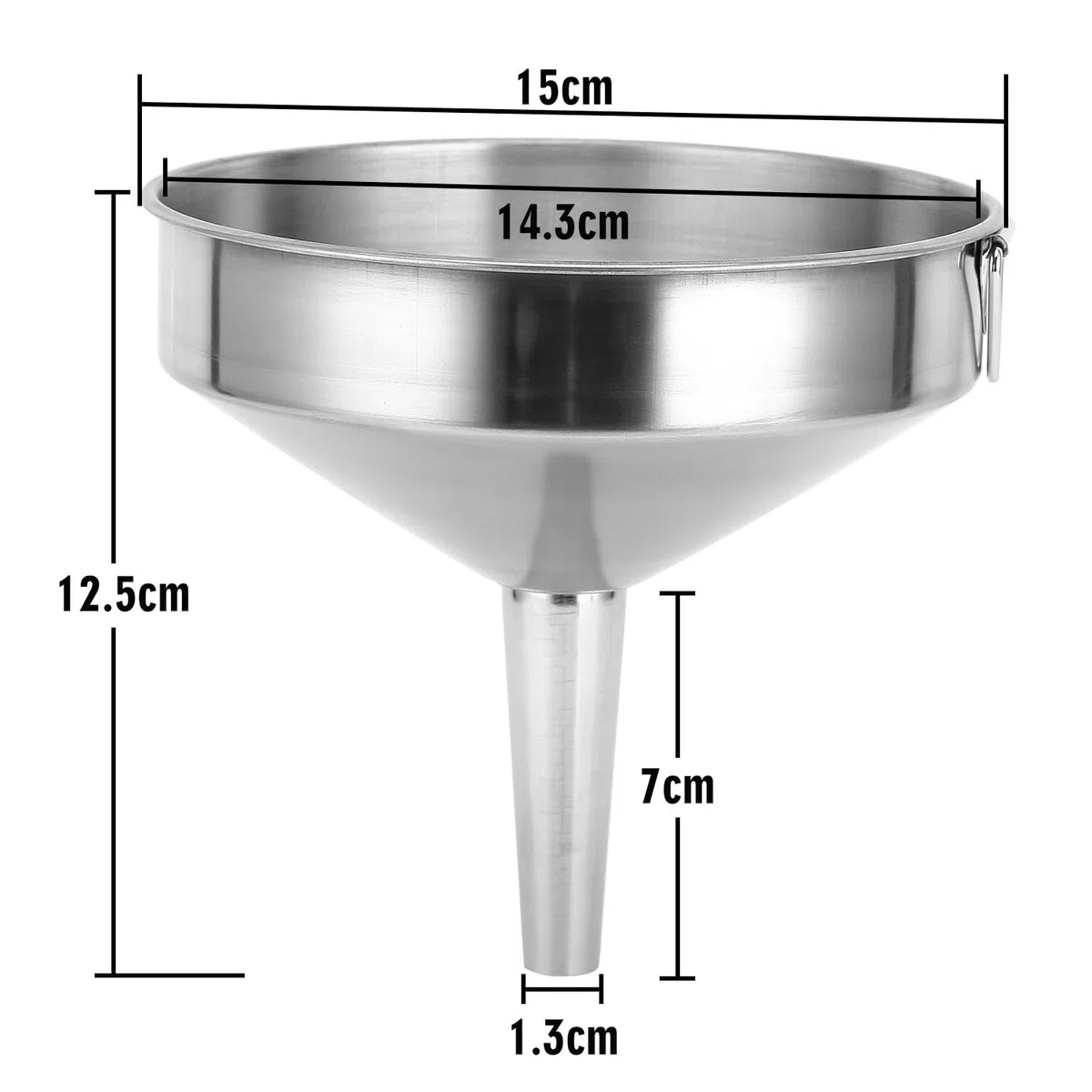 Embudo de Acero Inoxidable, Embudo de Cocina con Mango de Mermelada para Botellas de Llenado Transferir Especias Líquidos (15cm)