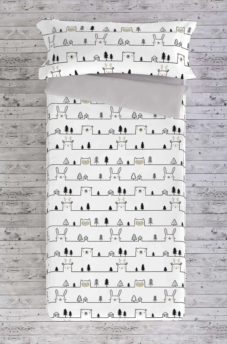 ICEHOME Saco Nórdico con Relleno Cama 90, 100% Algodón, Juego de Saco Nórdico 90x190/200 cm + Relleno de 300 gr + 1 Funda de Almohada 45x110, House Animal