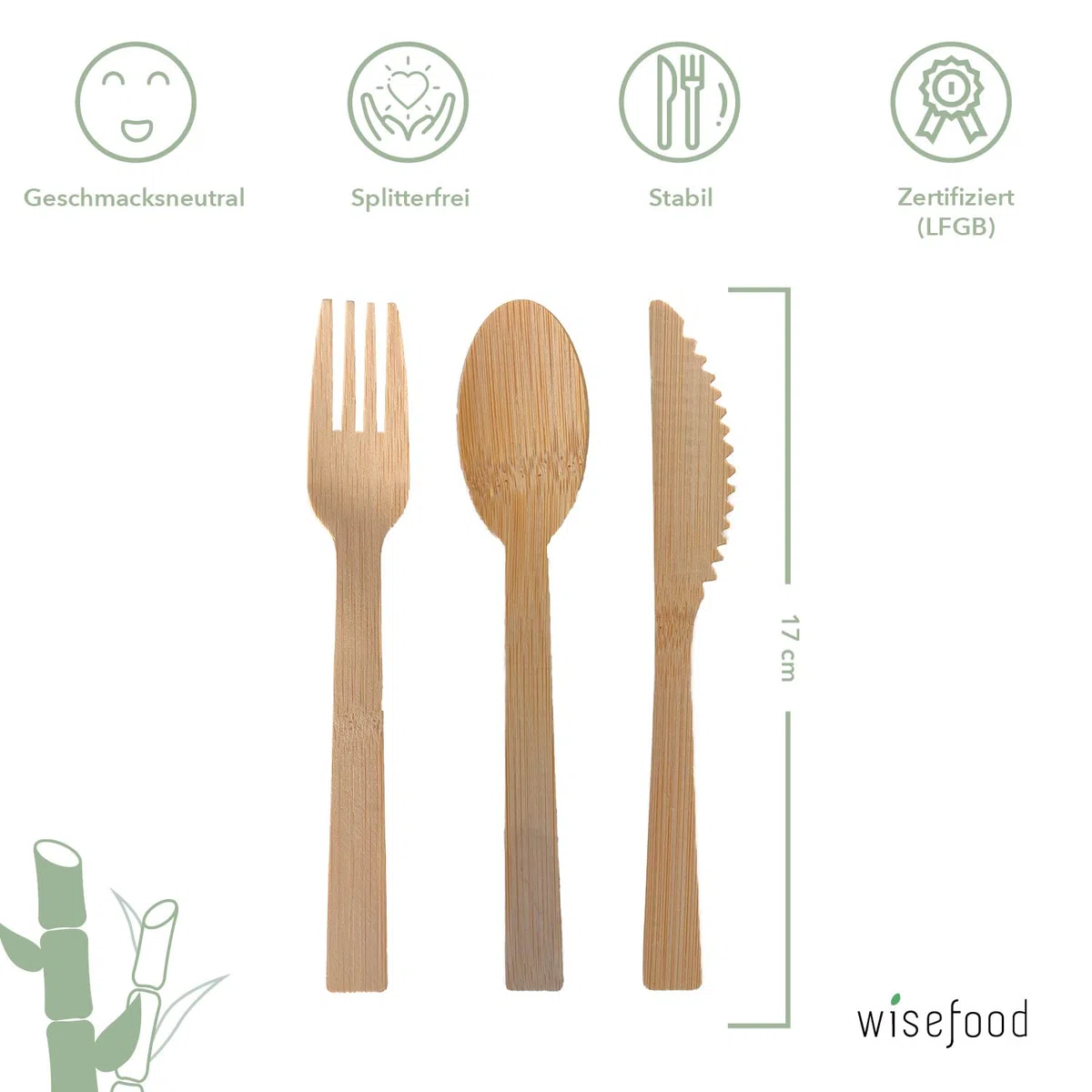 wisefood Cuchillos desechables de bambú 200 piezas de cubiertos de bambú 17 cm, cubiertos desechables biodegradables, cuchillos naturales de bambú, vajilla desechable, vajilla de fiesta