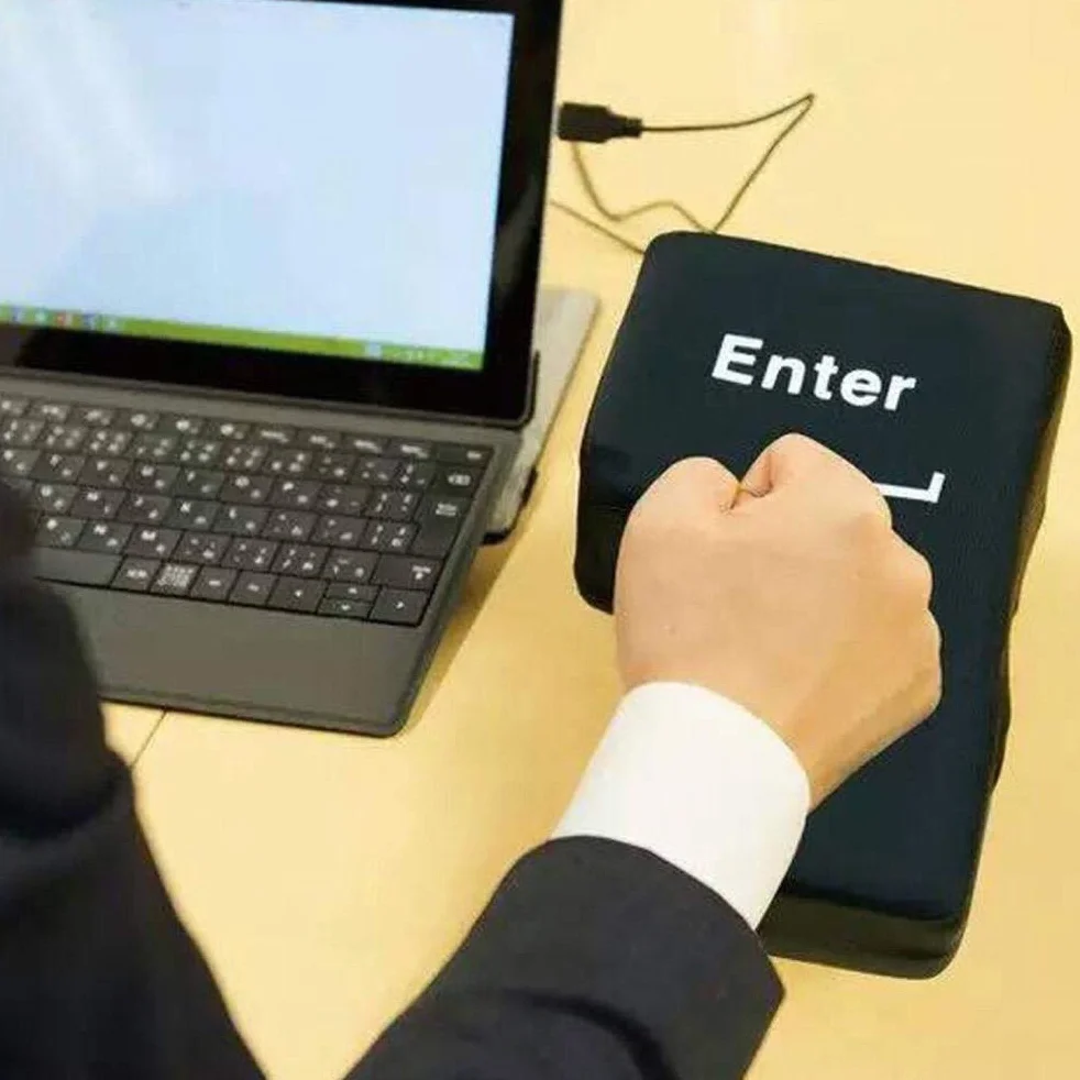 Big Enter Key Enter Button Throw Pillow Divertida Oficina Almohada para Dormir Computadora Portátil Escritorio de Regazo para Computadora Portátil Gadgets de Escritorio