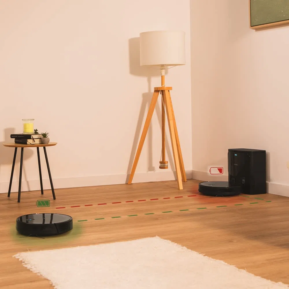 Cecotec Robot Aspirador con Base de Autovaciado Conga 2299 Ultra Home Genesis. Tecnología Giroscópica, 2100 Pa, App, Cepillo Multifunción, Alexa, Depósito Mixto, Capacidad 3 litros, para Suelo Duro