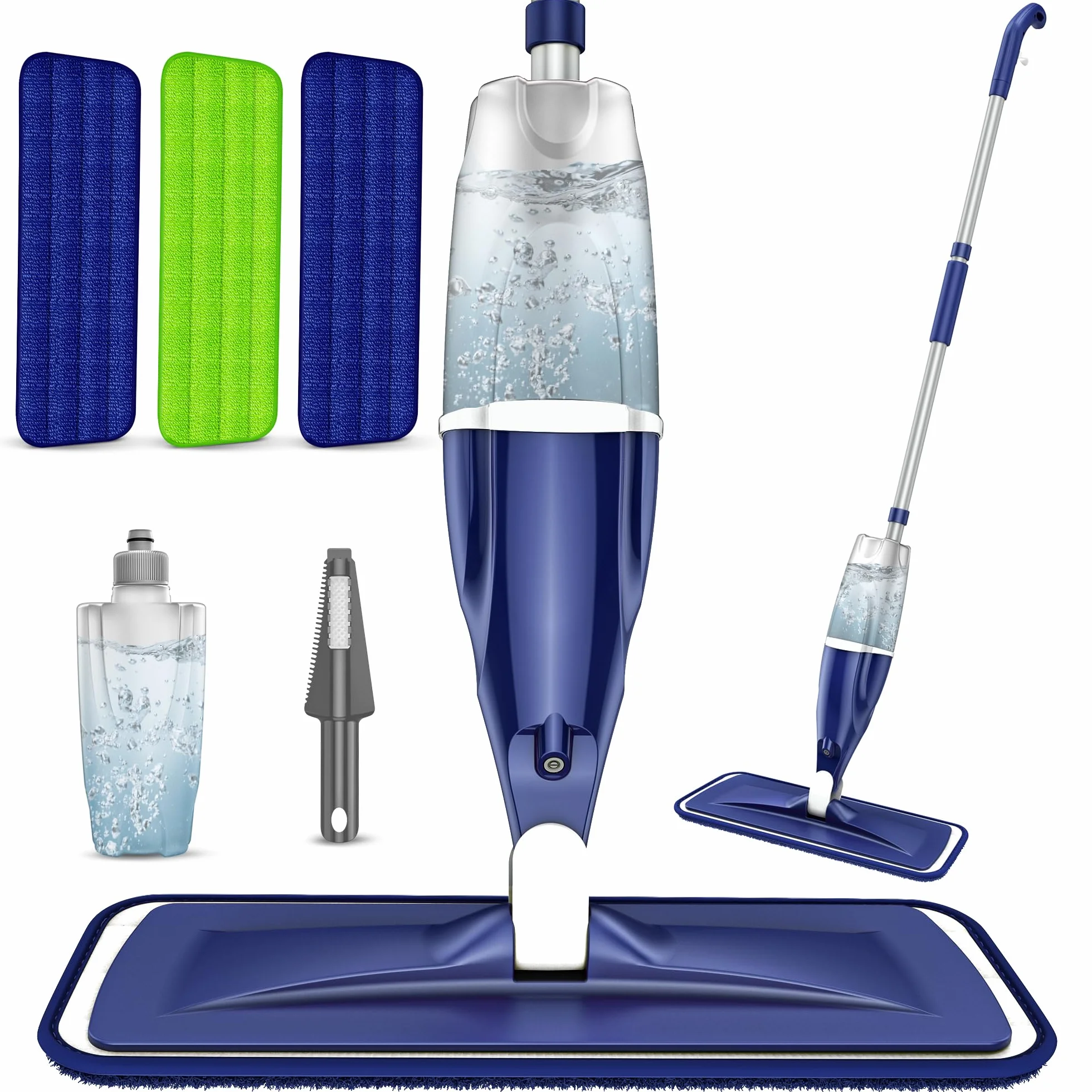 Mopa con Pulverizador Fregona Mopa- EXEGO Mopas de Limpieza Suelos con 3 Almohadilla de Microfibra Spray Mop Fregona Microfibra con 440ML Botella Recargables para Laminado, Teja, Suelo de Madera