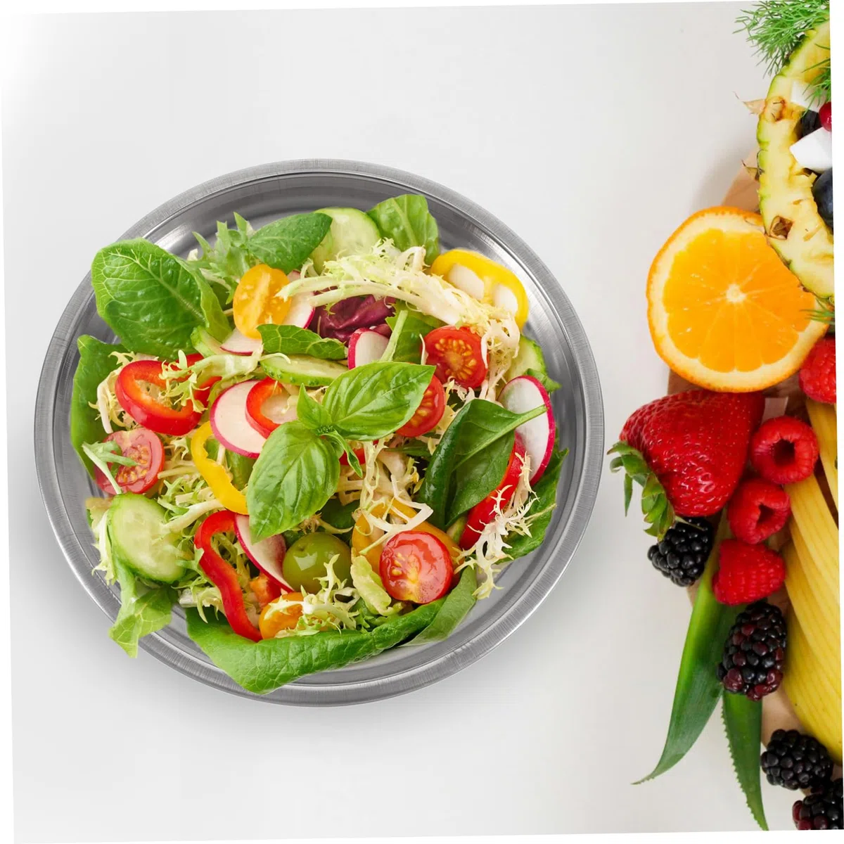 6 Platos Redondos De Acero Inoxidable Para Barbacoa Bandejas Para Servir Comida Camping Postres Y Frutas 6.7 Pulgadas De DiáMetro