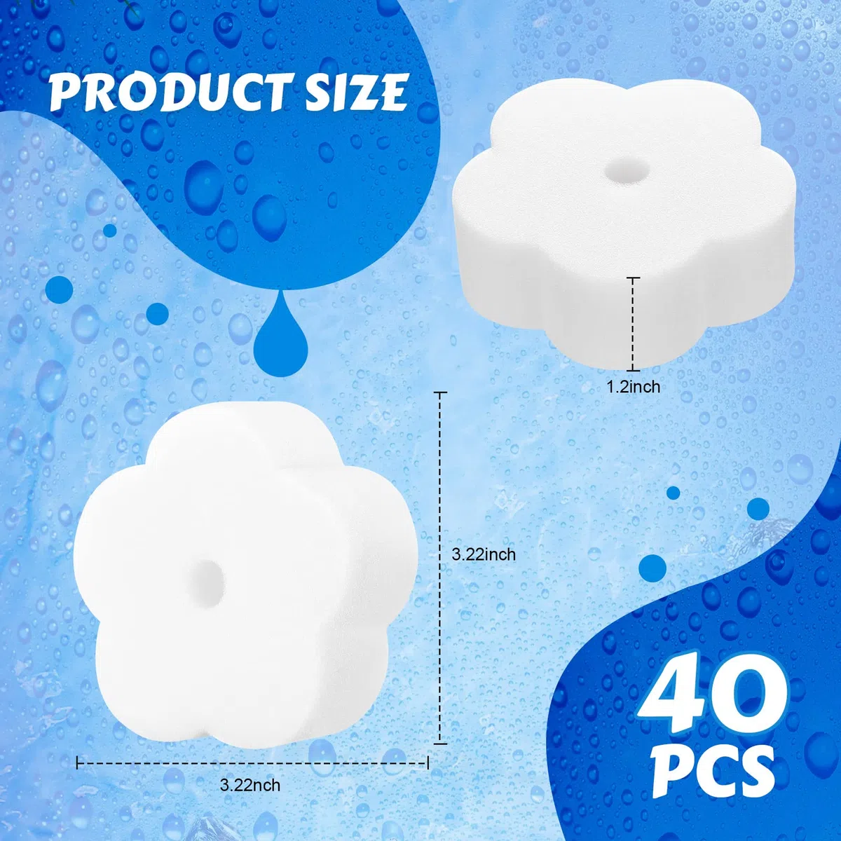 40 Esponjas de Escoria Absorbente de Aceite Herramientas de Limpieza de Esponja de Aceite Esponja de Escoria de Filtro para Bañera de Hidromasaje, Piscinas y SPA (Estilo Florete)