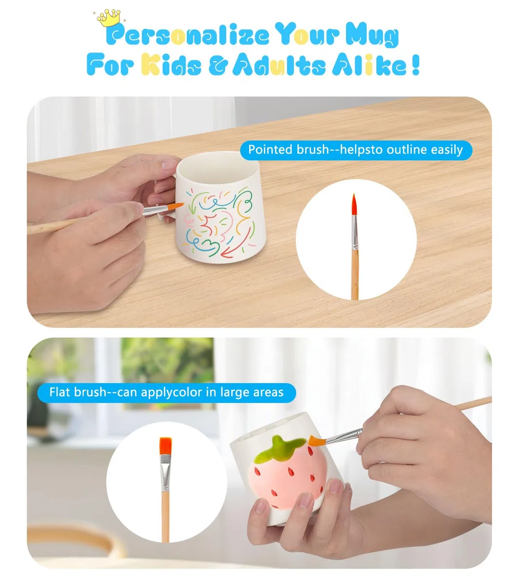 Vuxava Kit para Pintar Tazas de Cerámica – Taza Personalizada DIY con Pintura y Pinceles – Manualidades Creativas para Adultos y Niños – Idea de Regalo para Cumpleaños o Navidad