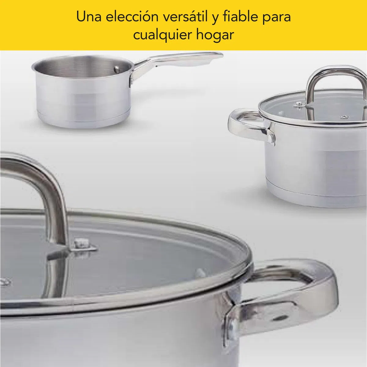 CASTEY - Olla Inox Essentials con Tapa 24 cm 5,4 L, Acero Inoxidable, Compatible con Inducción, Gas y Vitrocerámica, Olla Grande para Guisos y Sopas, Menaje de Cocina