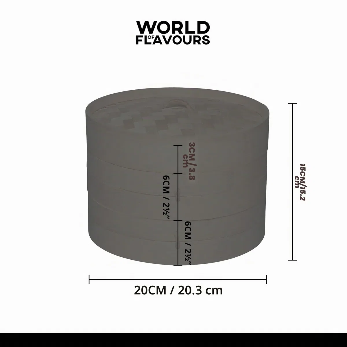 KitchenCraft: World of Flavours – Vaporera de Bambú de 2 Pisos, Color Beige, 20 cm