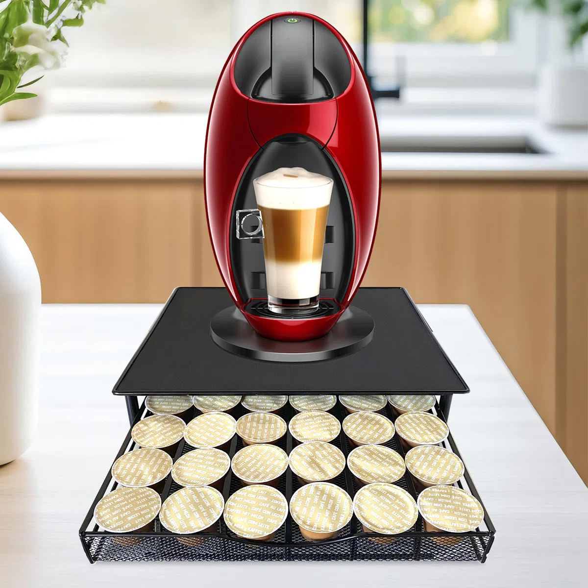 Soporte Organizador Cápsulas Dolce Gusto Nyana Home | Capacidad 36 Capsulas | Compatibilidad Dolce Gusto | Cubierta Metálica | Soporte Metálico | Bandeja Mallada