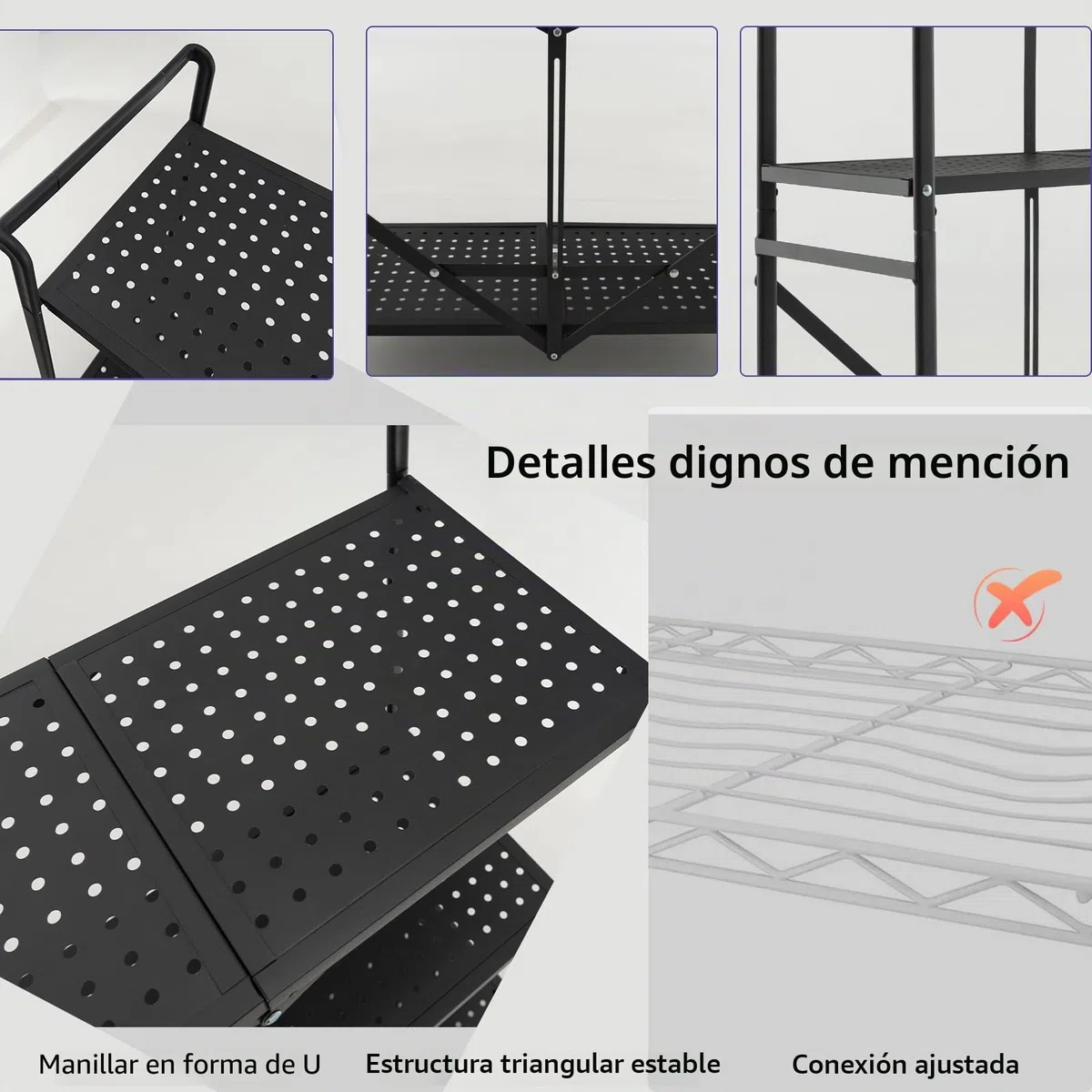 KOMFOTTEU Carrito de Cocina Plegable de 3 Niveles, Carro Auxiliar de Metal, Estantería para Microondas con Ruedas, Carro de Servicio, Carro de Almacenaje para Salón, Pasillo, 73 x 33 x 94 cm, Negro