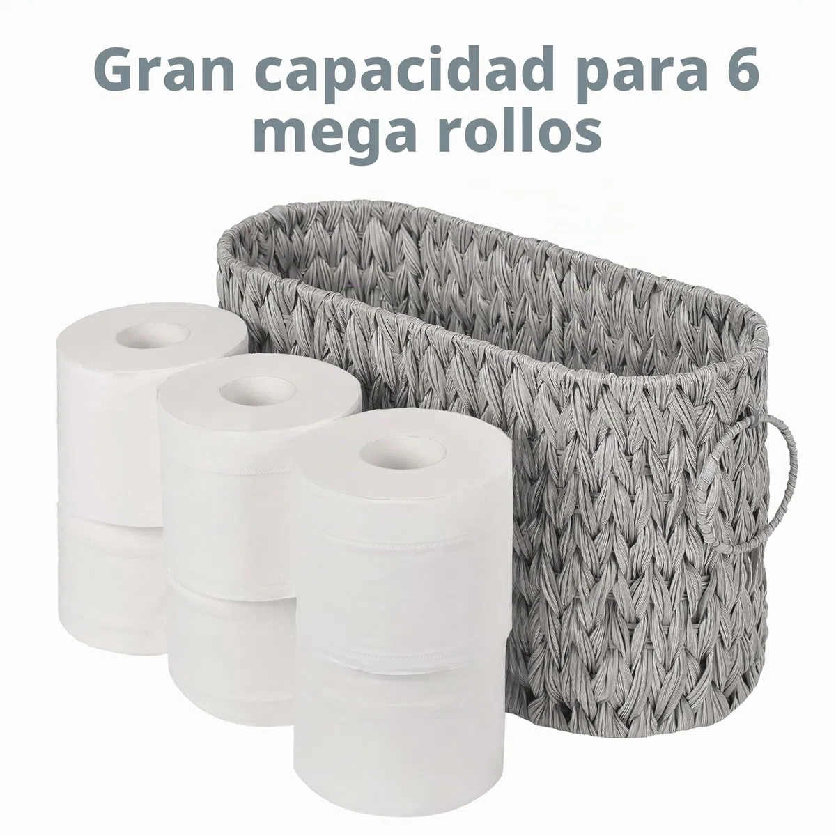 GRANNY SAYS Cesta Almacenamiento de Papel Higiénico, Almacenaje Papel Higienico, Organizador de Papel Higiénico, Almacenaje Baño Portarollos de Mimbre, Soportes para Revistas y Periódicos, Gris