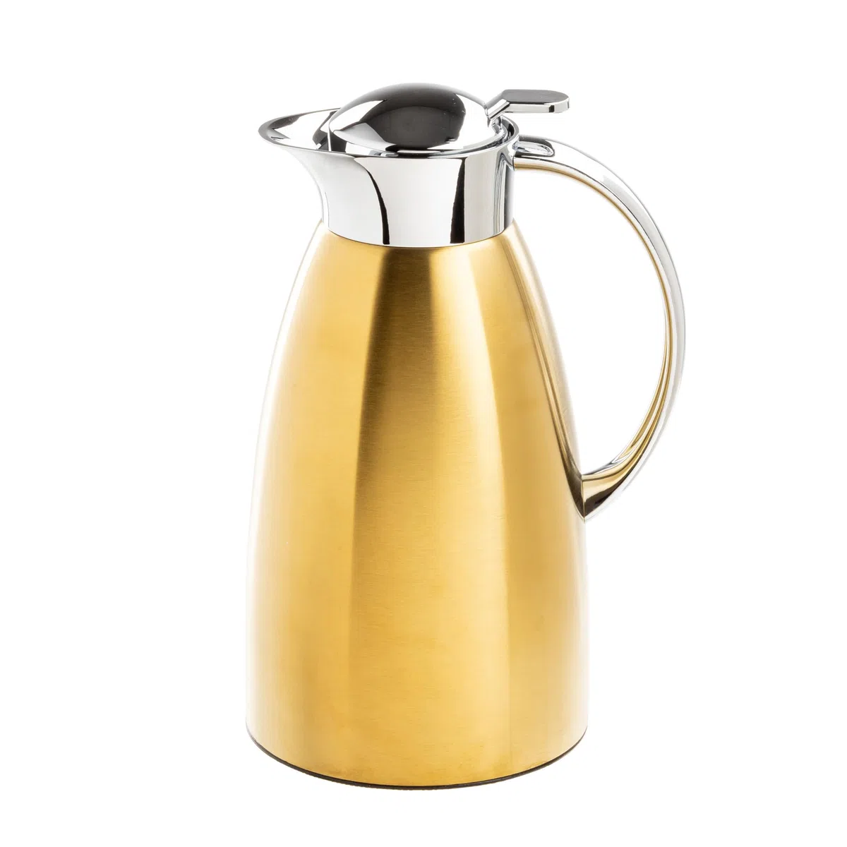 TableCraft 12679 - Jarra de café de acero inoxidable cepillado con acabado PVD dorado, aislado al vacío, dispensador de café ligero a prueba de fugas, para cafeterías, restaurantes y catering