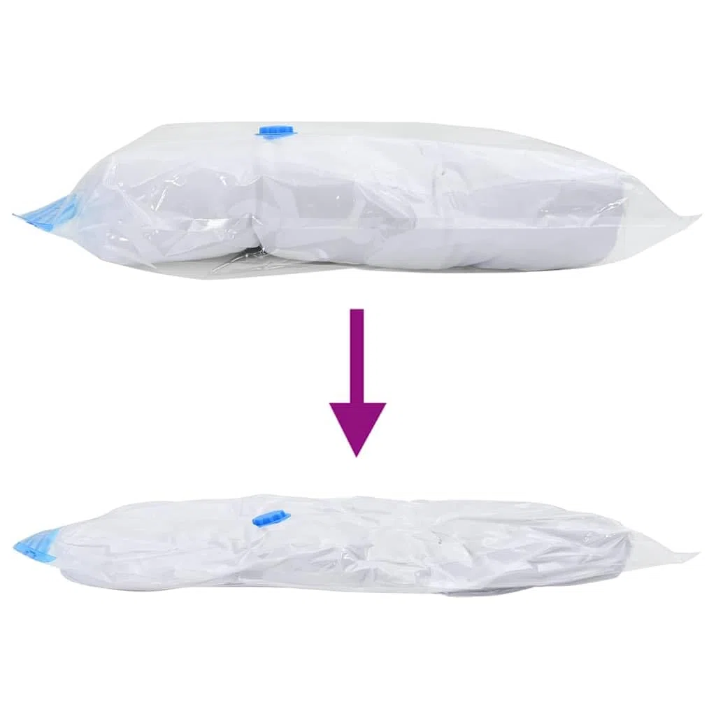 Juego de 20 bolsas de vacío de 70 x 50 cm para ahorrar espacio para guardar ropa y ropa de cama, reutilizables, color azul transparente