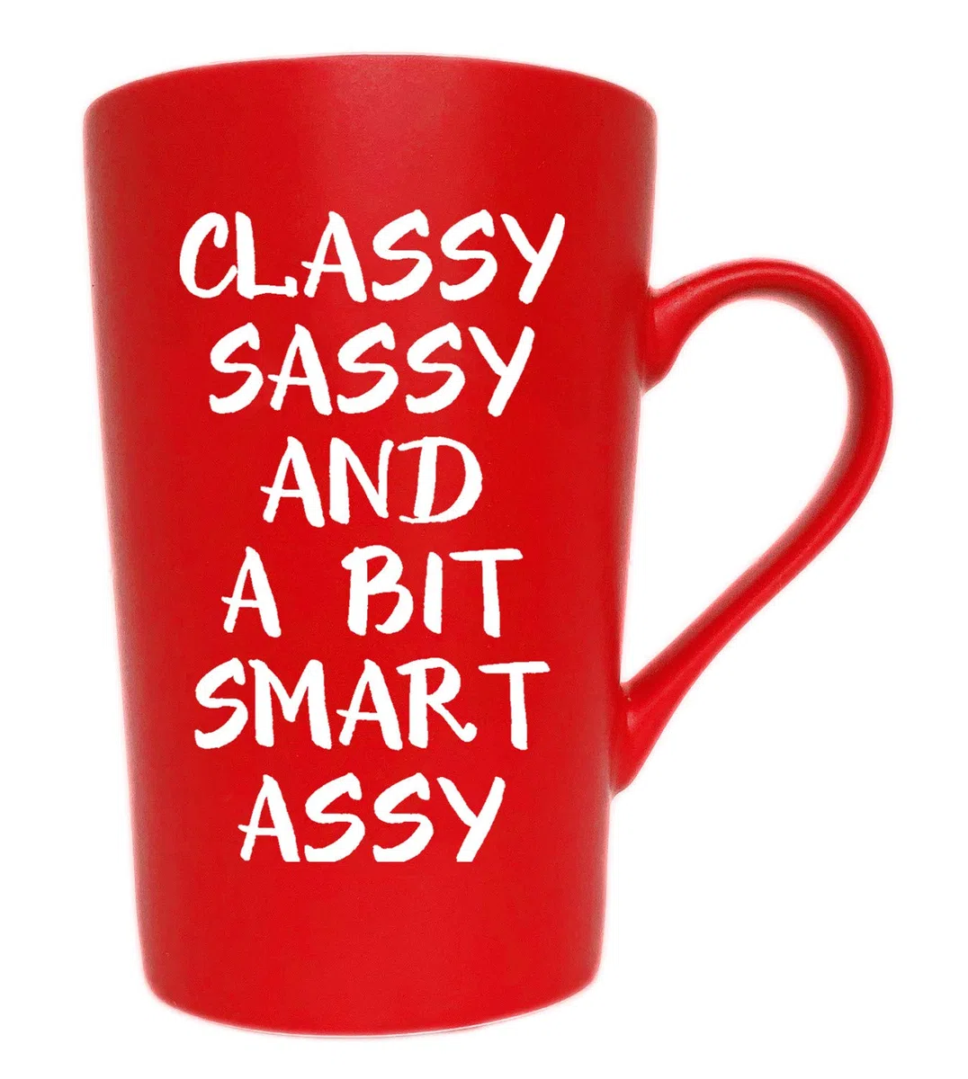 MAUAG - Taza de café con texto en inglés "Funny Christmas Gifts for Friend Coworker Sister, Classy Sassy and a Bit Smart Assy Inspirational Gifts Cute Cup", color rojo, 340 ml