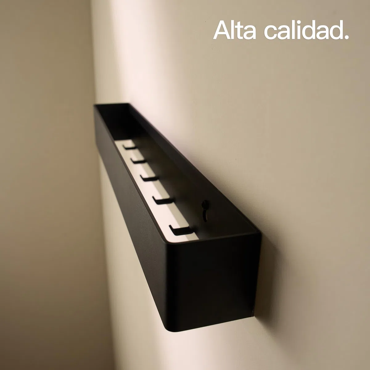 Design Hamburgo Perchero de Pared I Moderno Colgador de Pared para Abrigos I Percheros de Pared con Ganchos de Metal ocultos I Perchero Entrada Recibidor (Negro Mate, 57 cm)