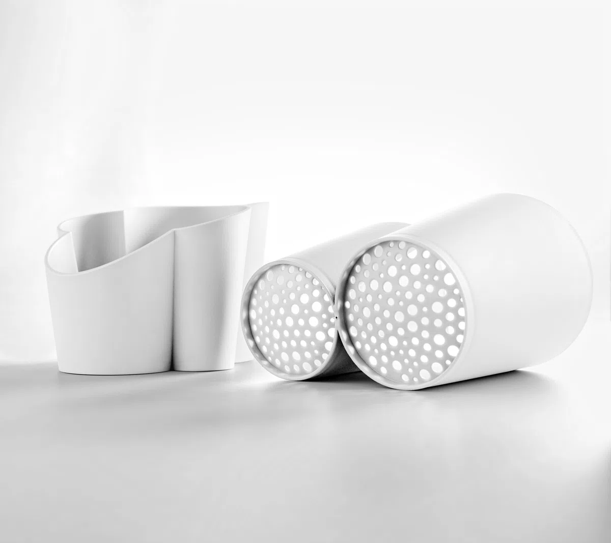 BLIMPLUS - Escurridor de cubiertos Gocciolo Arctic White 4 compartimentos drenaje agua - Organizador cubiertos fregadero - Made in Italy