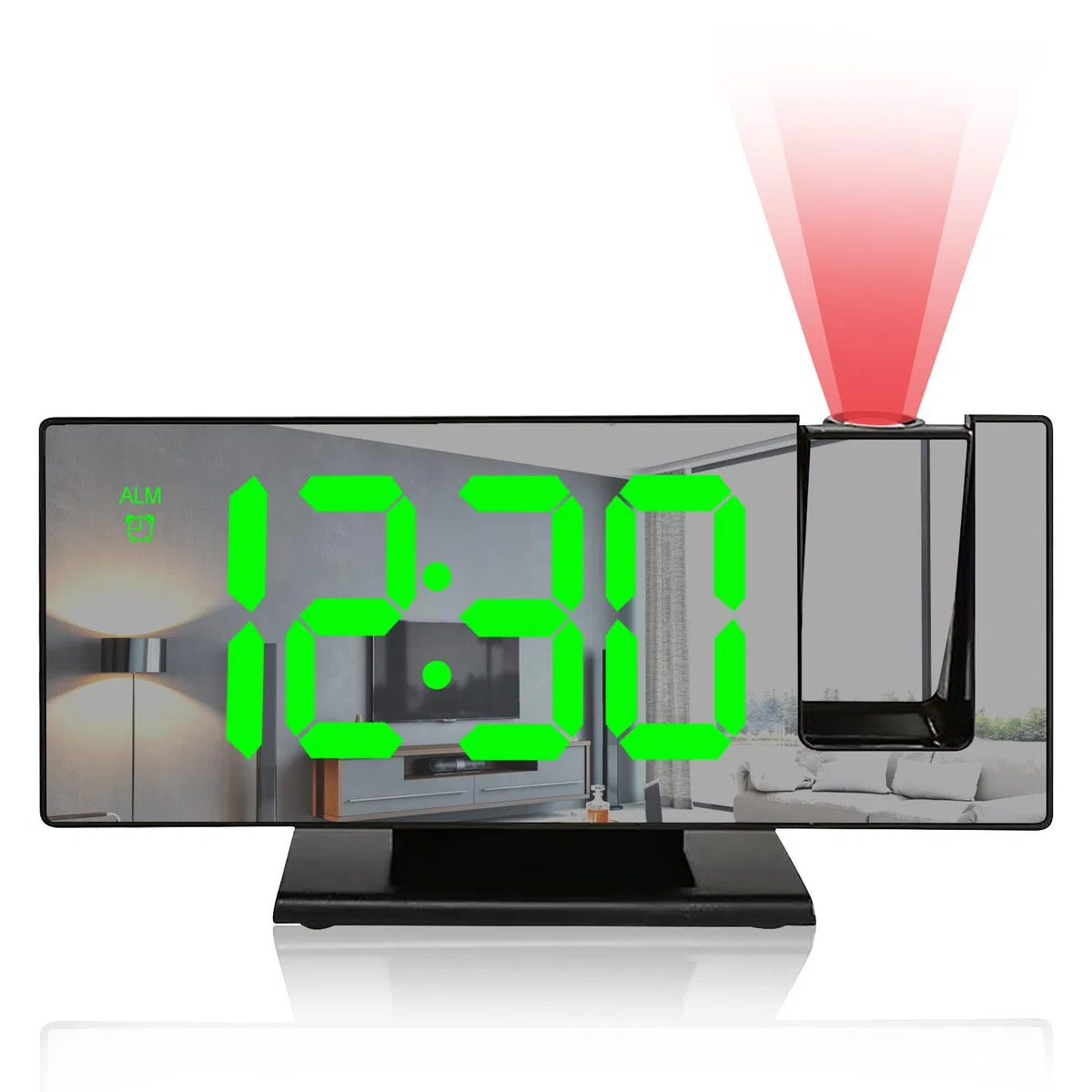 BYZESTY Despertador Proyector Techo, Reloj Proyector Techo, Reloj Despertador Digital, Despertador Inteligente Alimentado por USB, con Gran Pantalla, Temperatura, Snooze, Brillo Ajustable, 12/24H
