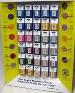 Sewing Machine Needle by Schmetz Germany 30 different Packets and sizes including, Denim, Stretch, Leather, Twin, Ball point, Top Stitch, Embroidery, Quilting, Metalic, Twin & Schmetz ABC correct Needle Guidel by Schmetz
