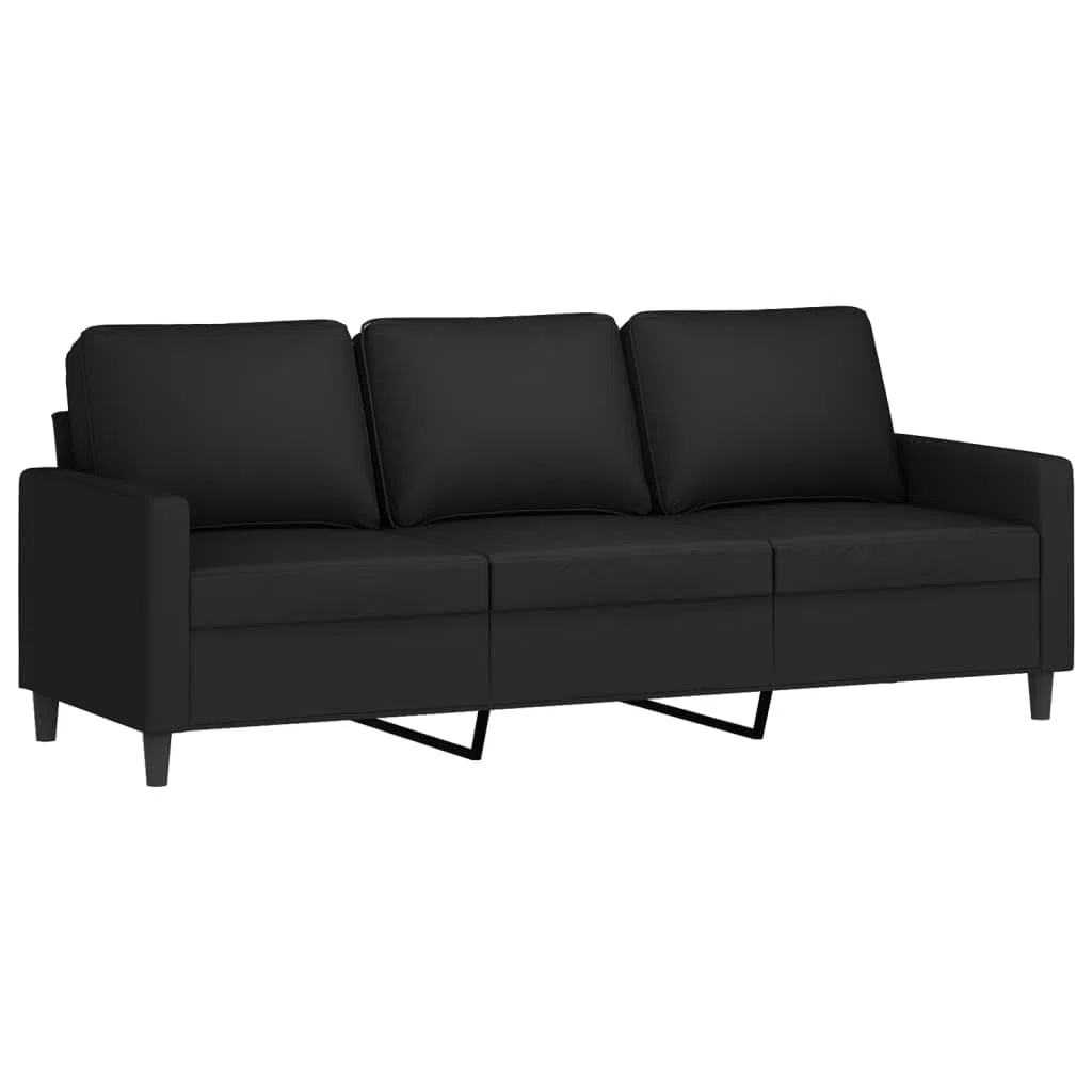 Sofá de 3 plazas Terciopelo Negro 180 cm
