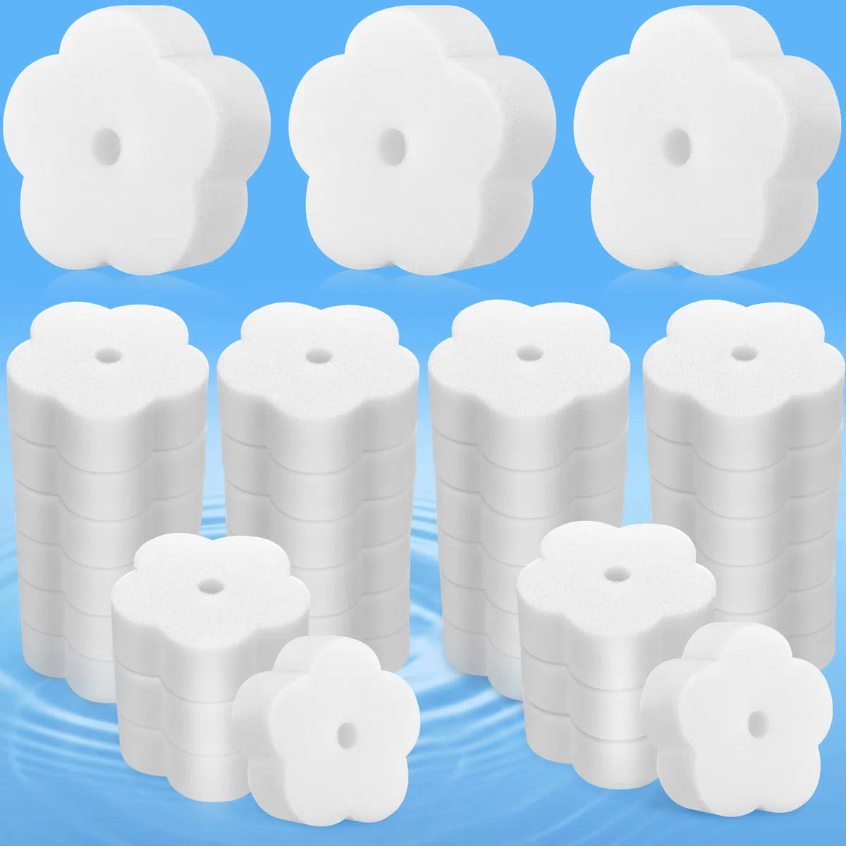 40 Esponjas de Escoria Absorbente de Aceite Herramientas de Limpieza de Esponja de Aceite Esponja de Escoria de Filtro para Bañera de Hidromasaje, Piscinas y SPA (Estilo Florete)