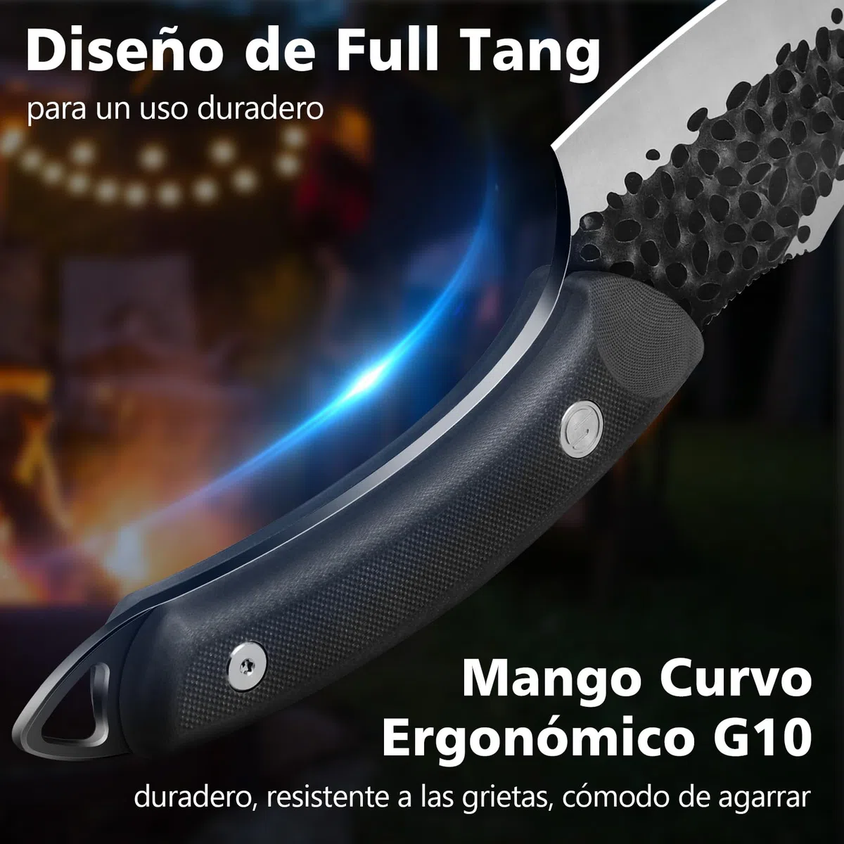 SHAN ZU Cuchillo Vikingo, 15cm Cuchillo de Cocina de Chef Japonés con Funda, Cuchillo de Deshuesar Forjado a Mano, Cuchillo de Carnicero con Mango G10, Cuchillo al Aire Libre y Cocina - Negro