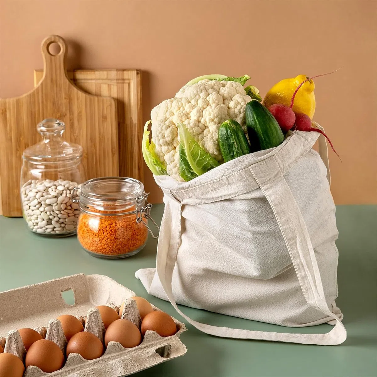 Adri Bolsa de Tela para Pintar - Algodón Con Asas Largas - 38x42cm 144g/m2 - Tote Bag Grande Reutilizable para la Compra