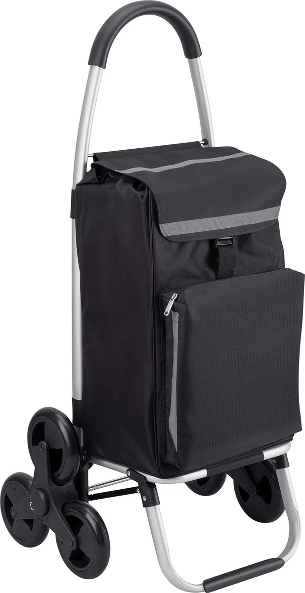Meister - Carrito de la compra, 54 L, con compartimento refrigerador, bolsa extraíble y resistente a la lluvia, colgador para el carro de la compra, carrito plegable, 6816810
