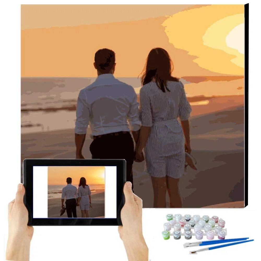 mnbhj Personalizados Para Pintar Por Números Para Adultos，Pintura Al Óleo Personalizada Según Tus Fotos,Pintura Al Óleo DIY Kit Para Principiantes,Regalos de Bricolaje（40 * 50CM，36 Coloress）