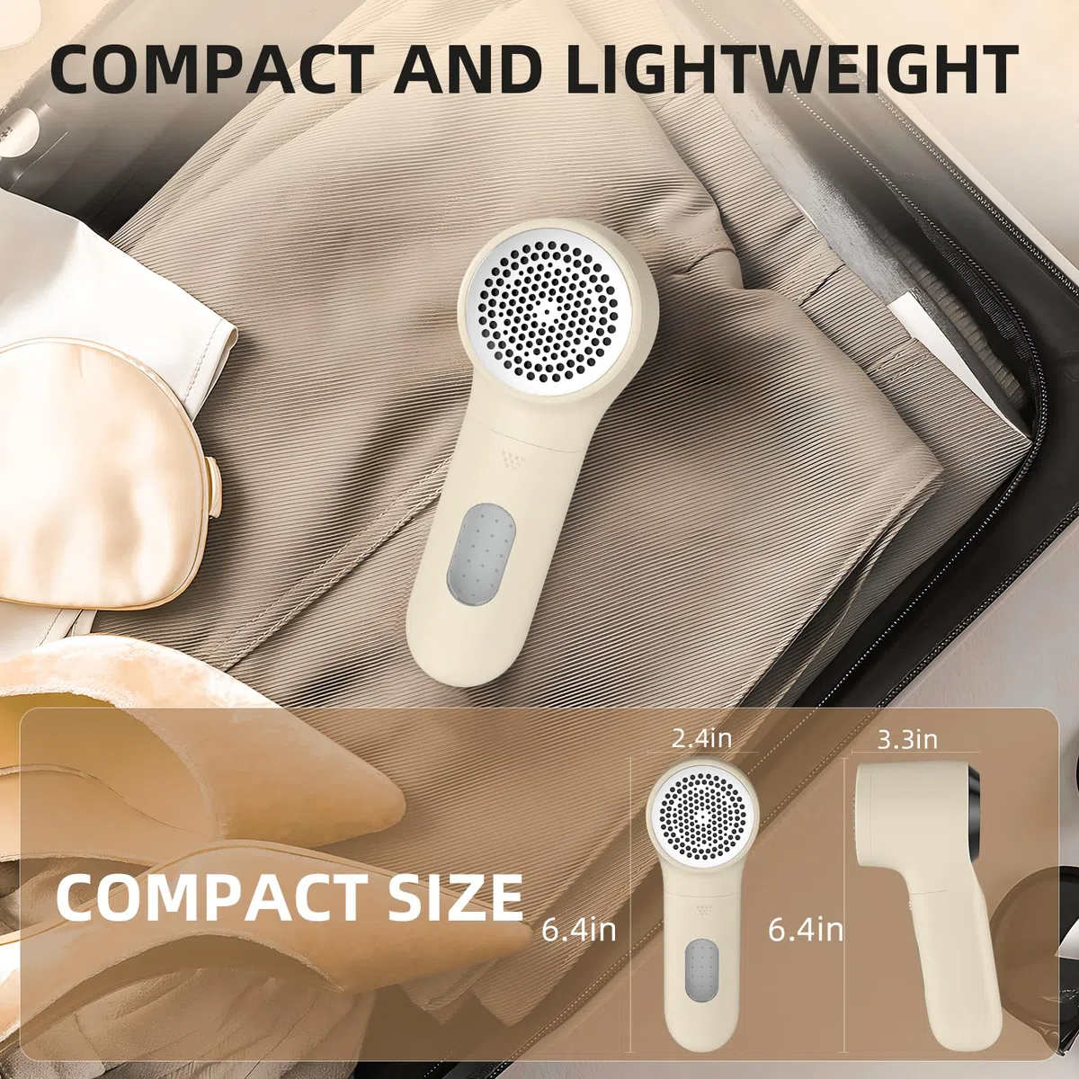 Buywoo Afeitadora de tela, removedor de pelusa eléctrico, afeitadora de pelusa recargable, desfuzzer de suéter para quitar pelusas, funciona con pilas, 6 cuchillas, 3 velocidades con pantalla LED para