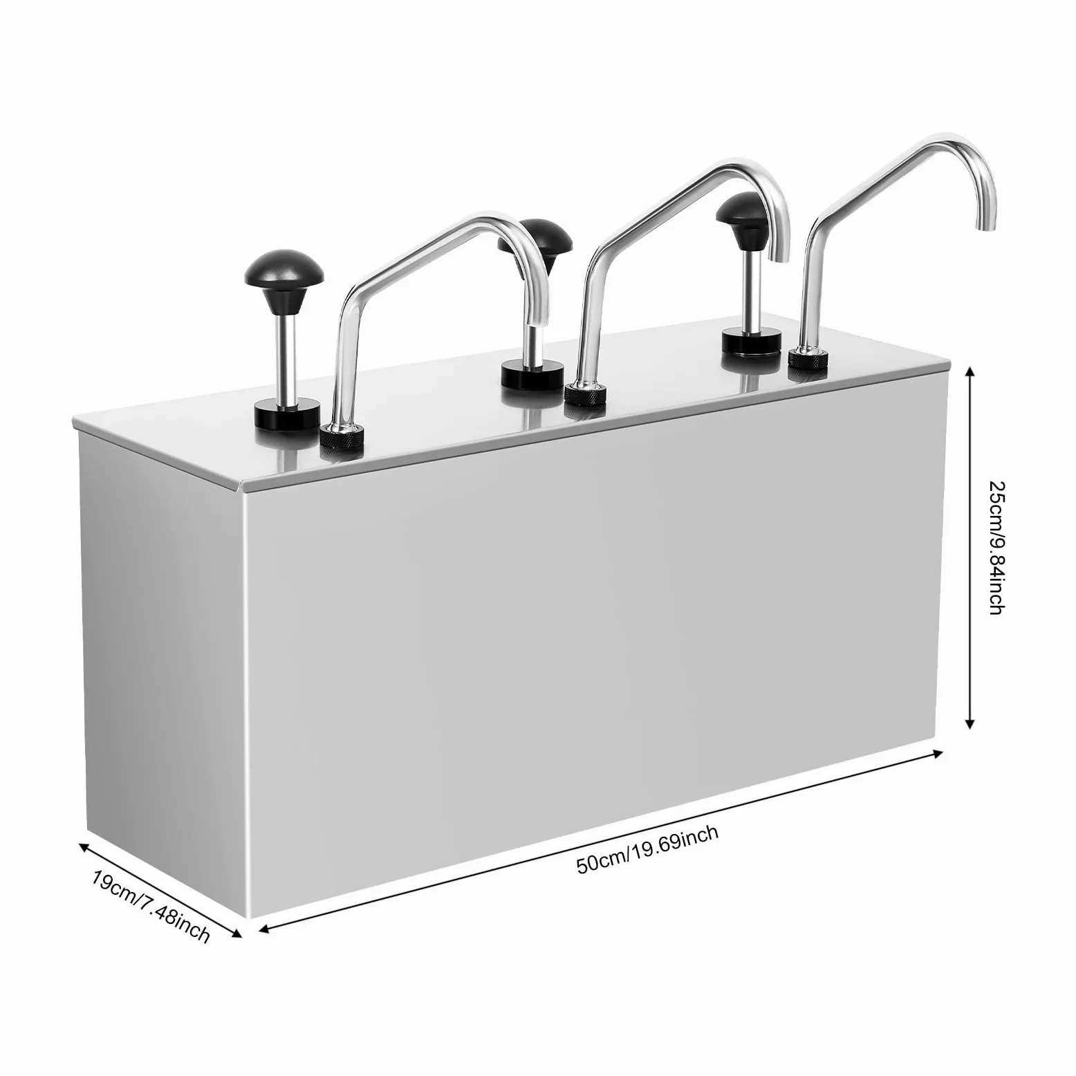 Dispensador de salsas de acero inoxidable, dispensador de salsa, para ketchup mayonesa (3 x 4 L)