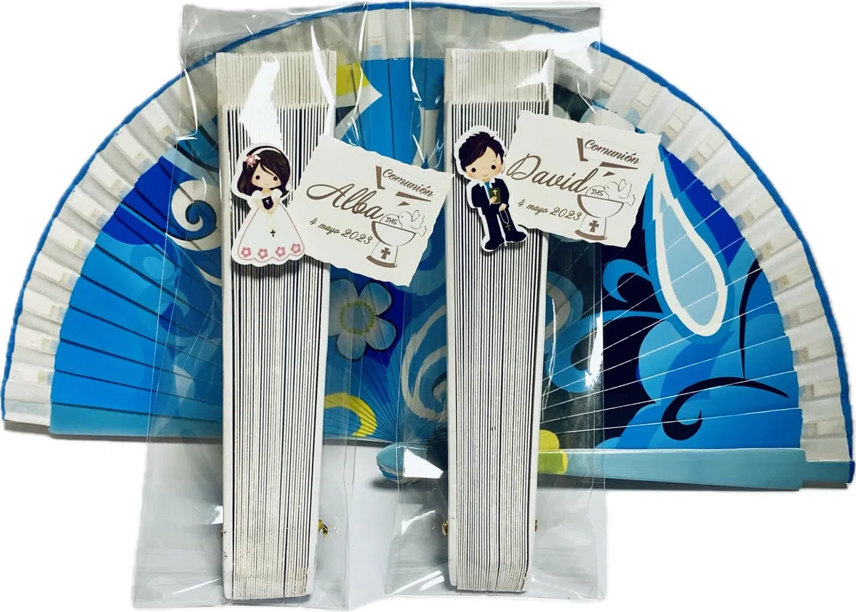 Abanicos Primera Comunión Niño o Niña para Invitadas modernos personalizados (pack 6 unidades) Regalos Recuerdos decorados