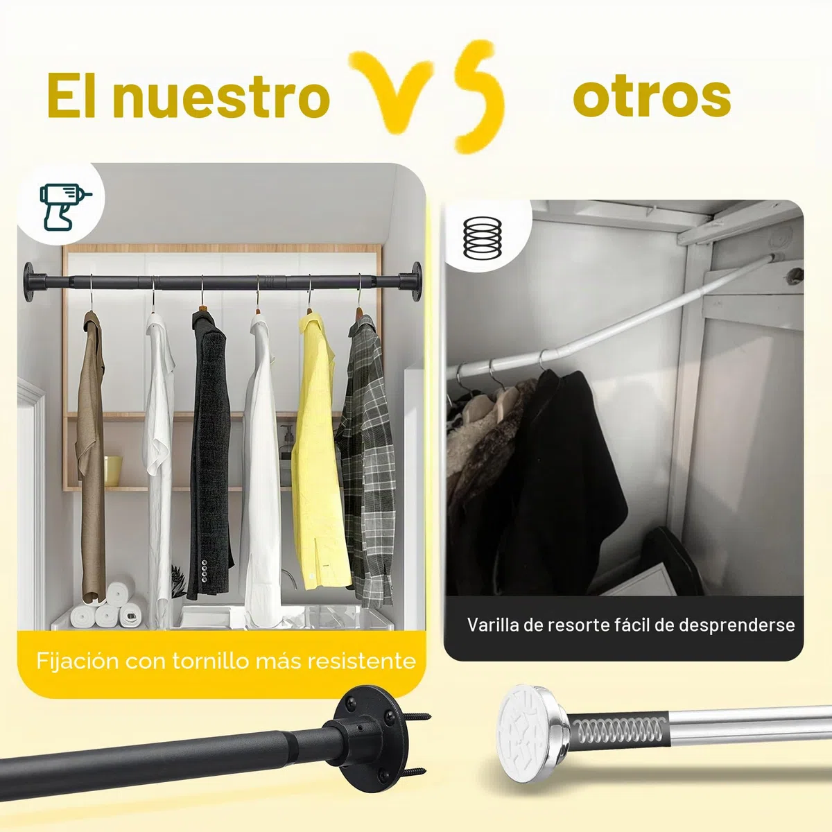 Barra Armario Extensible 76-234CM, Barra de Armario para Colgar Ropa, 25MM de Diámetro Barra Armario Ropero Ajustable de Acero Inoxidable para Armario de Dormitorio, Lavandería