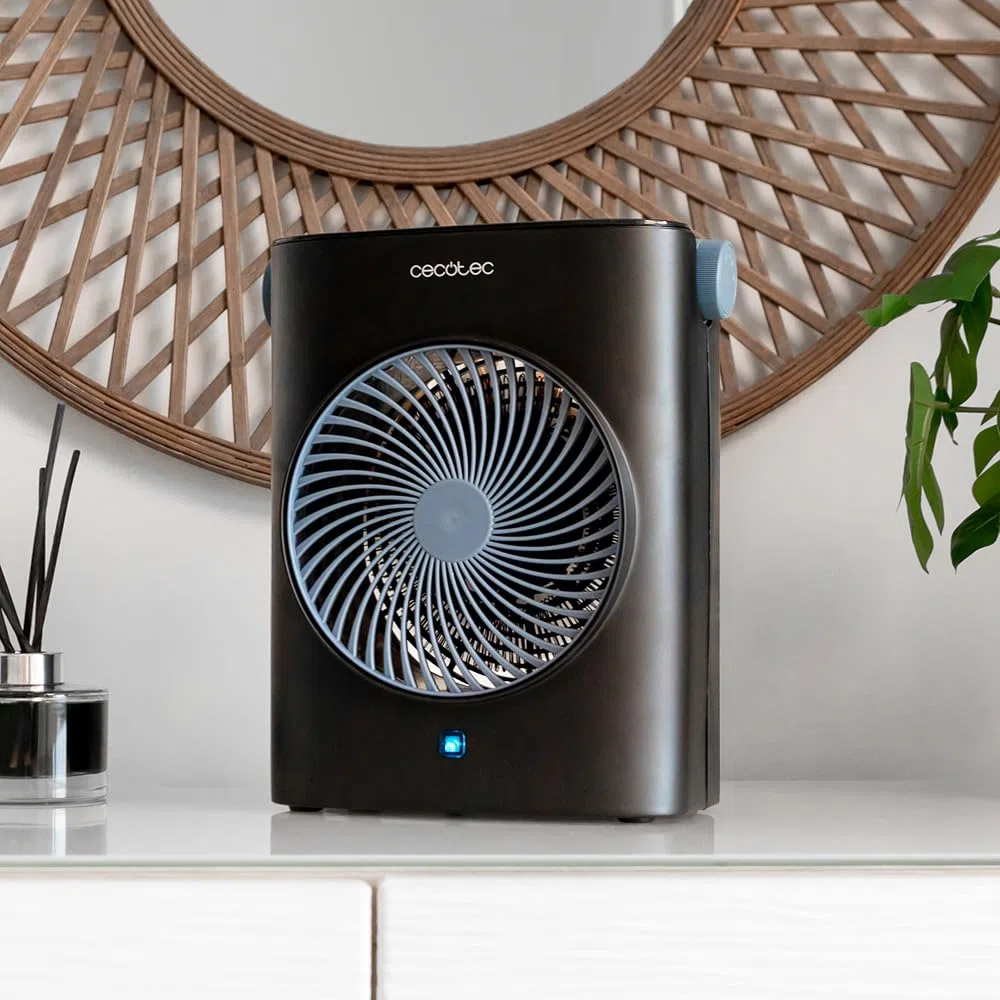 Cecotec Calefactor Eléctrico Bajo Consumo ReadyWarm 2070 Max Force Black. Termoventilador de 2000W, 2 Niveles de Potencia, 3 Modos de Funcionamiento, Ligero, Manual, Seguridad Autoapagado