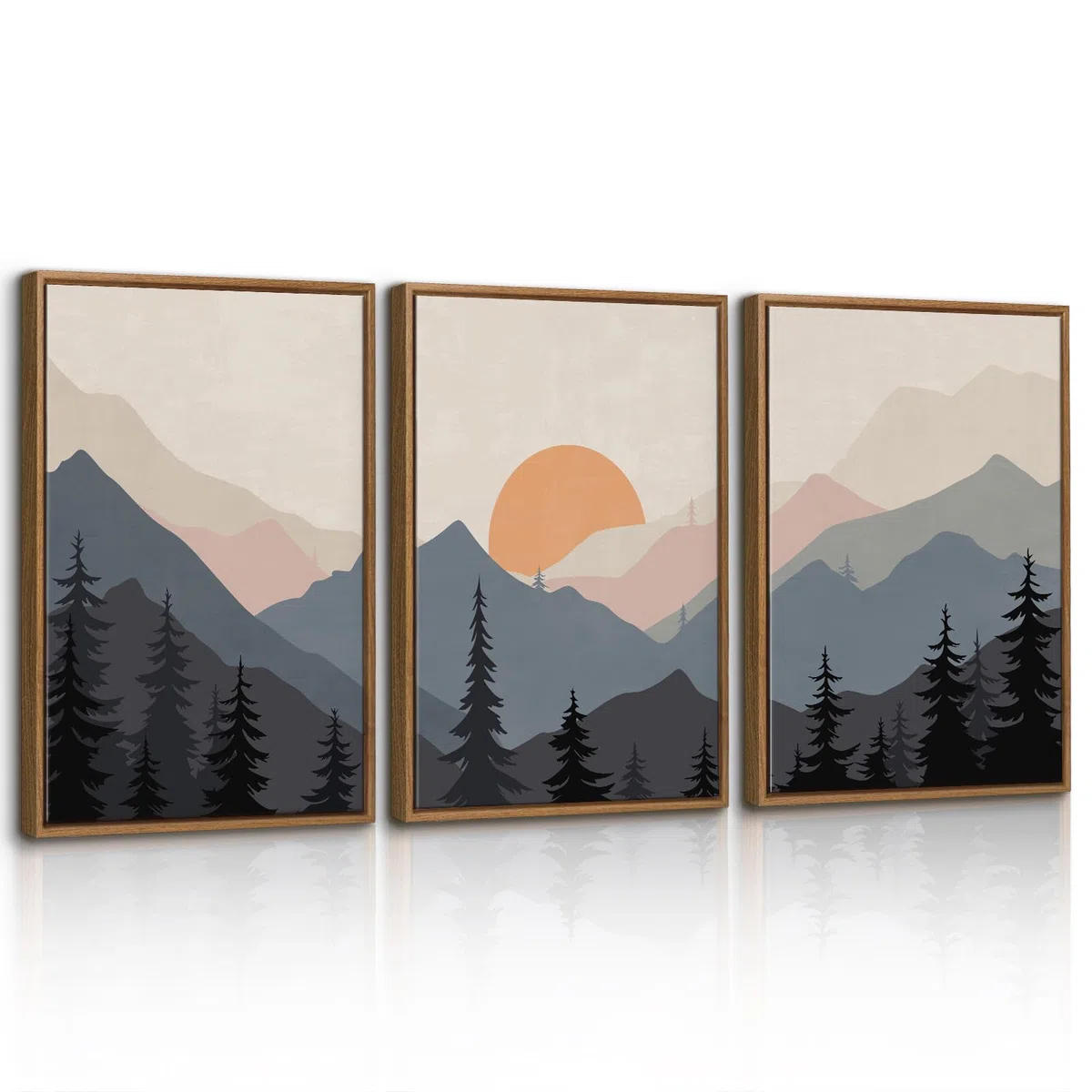 WENGTIAO Lienzos Cuadros Decoracion Enmarcados, Vintage Acuarela Montaña Paisajes Cuadros, Naturaleza Atardecer Bosque Láminas Sobre Lienzo para Moderno Salones Dormitorios Decoracion Pared 40x60cmx3