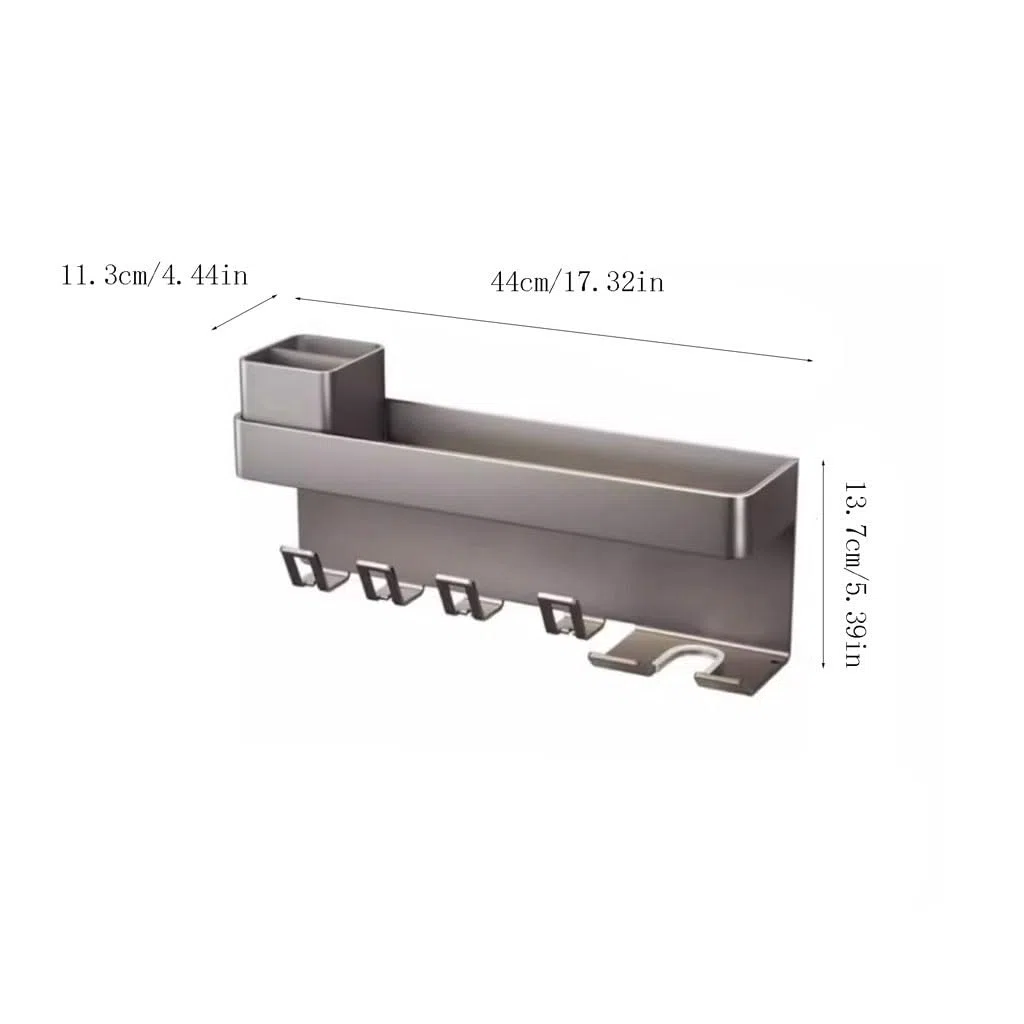 Soporte para cepillos de Dientes Soporte para Pasta de Dientes de Aluminio Soporte para cepillos de Dientes montado en la Pared para baño Estante de Almacenamiento(A S44cm)