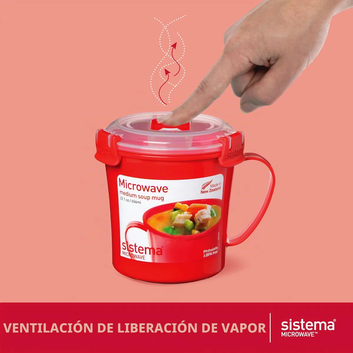 Sistema Recipientes para microondas | Taza para sopa para microondas, bol para gachas y bol para fideos | Recipientes para microondas con válvulas de liberación de vapor | Sin BPA | 3 unidades