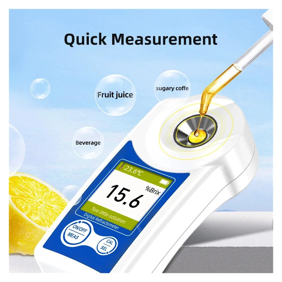 Medidor LCD Digital Refractómetro De Azúcar Precisión 0.2% Rango 0-55% Medir El Contenido La Cerveza Bebidas Frutas Respuesta RáPida