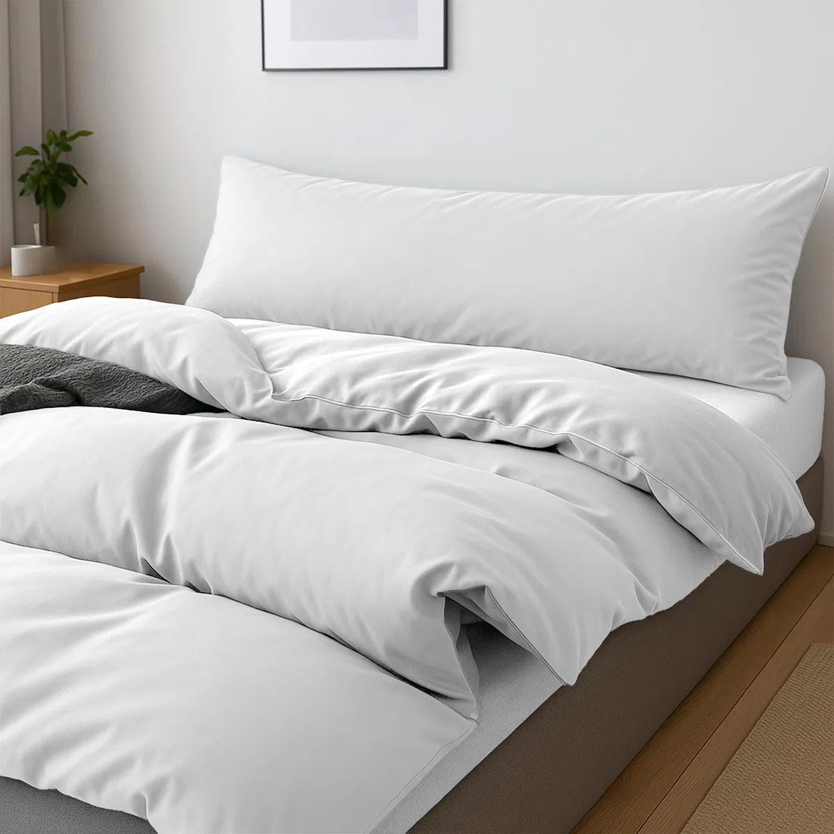 BESCH Juego Funda Nórdica de 3 Piezas para Cama de 135 Color Blanco - Funda Nordica 220x220cm + Sábana Ajustable 135x190/200cm + Funda Almohada 45x145cm