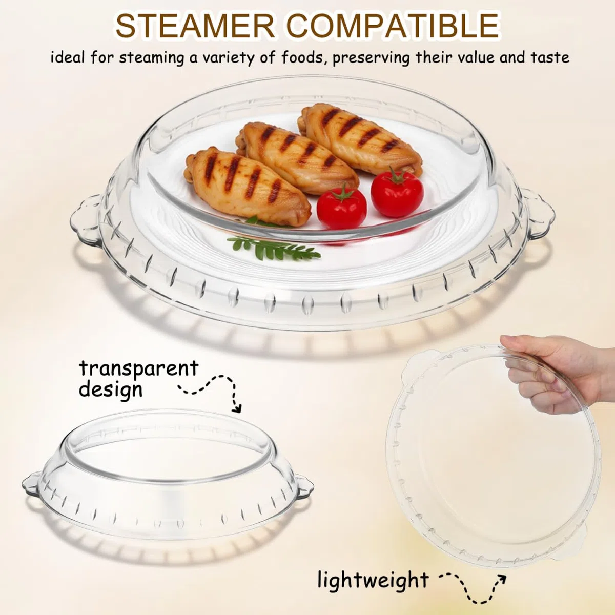 Ciieeo Molde de Vidrio Redondo para Tarta de 25 cm con Tapa Antisalpicaduras para Microondas, Bandeja de Vidrio Transparente para Hornear Pastel y Flan, Fuente para Horno y Cocina Al Vapor (10 Pulgada