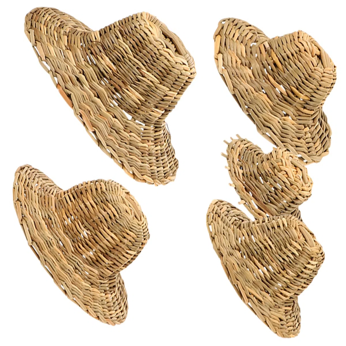 SHOWERORO 5 Mini Sombreros de pequeños Sombreros para Manualidades, Mini Sombreros Tejidos como decoración y Adorno para Mesa, Manualidades, Sombrero Tejido decoración