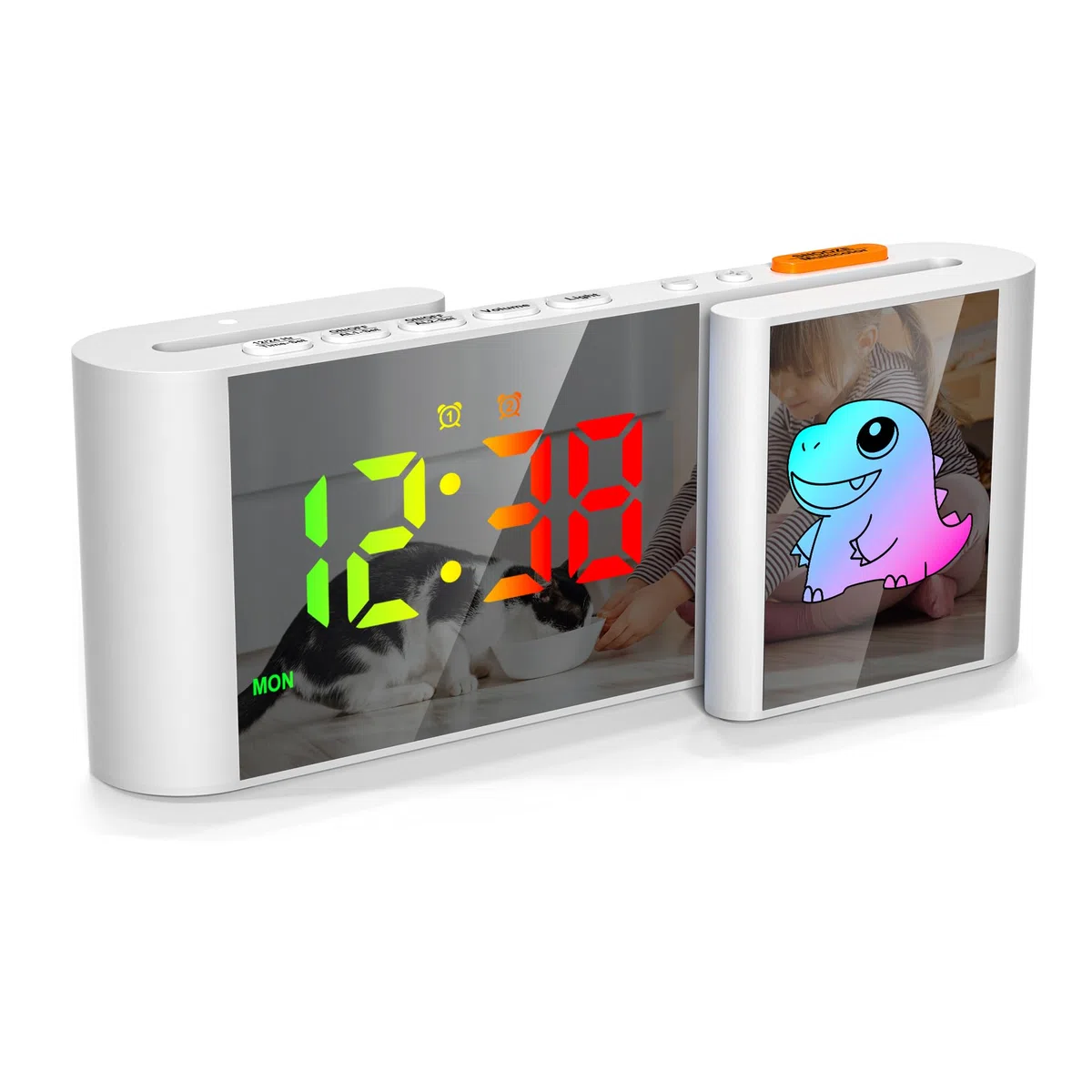 Reloj despertador digital con pantalla RGB, atenuación automática, doble alarma, pantalla semanal, volumen y brillo ajustables, puertos de carga USB, reloj para niños, decoración para