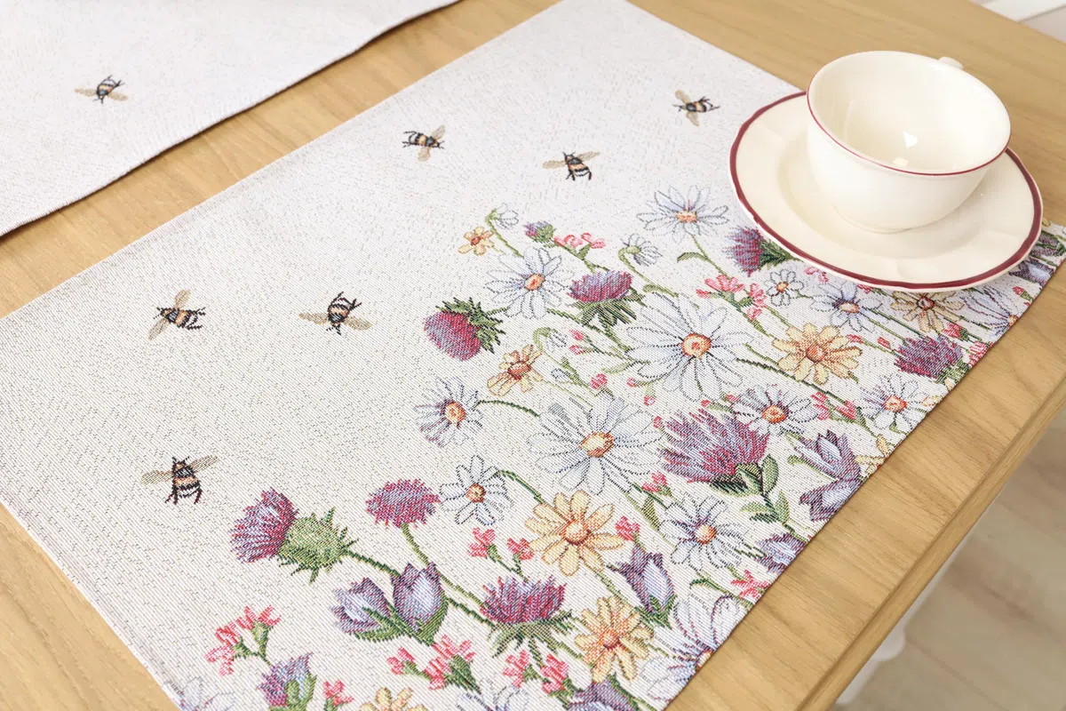Manteles individuales lavables juego de 8 unidades, 35 x 45 cm, mantel individual de tela 100% jacquard, posavasos de alta calidad reutilizables para bodas, cumpleaños, cocinas, cafés - abejas