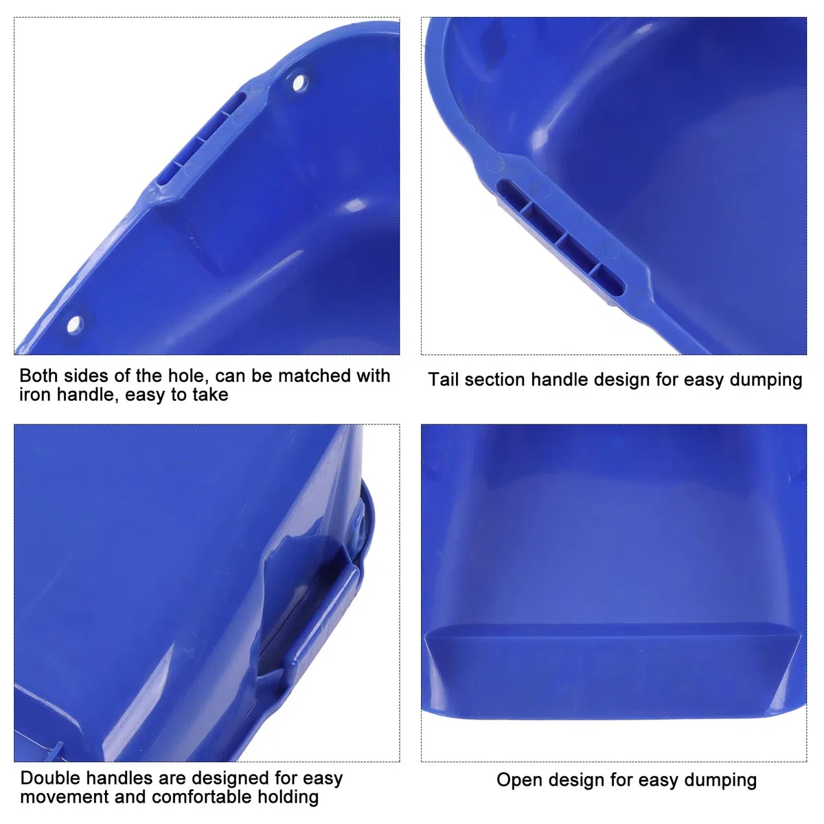FTVOGUE Recogedor Resistente, Material Plástico, Pala de Gran Capacidad, Diseño de Doble para Facilidad de Uso, Ideal para Cosecha de Cultivos y Limpieza Industrial (Blue)