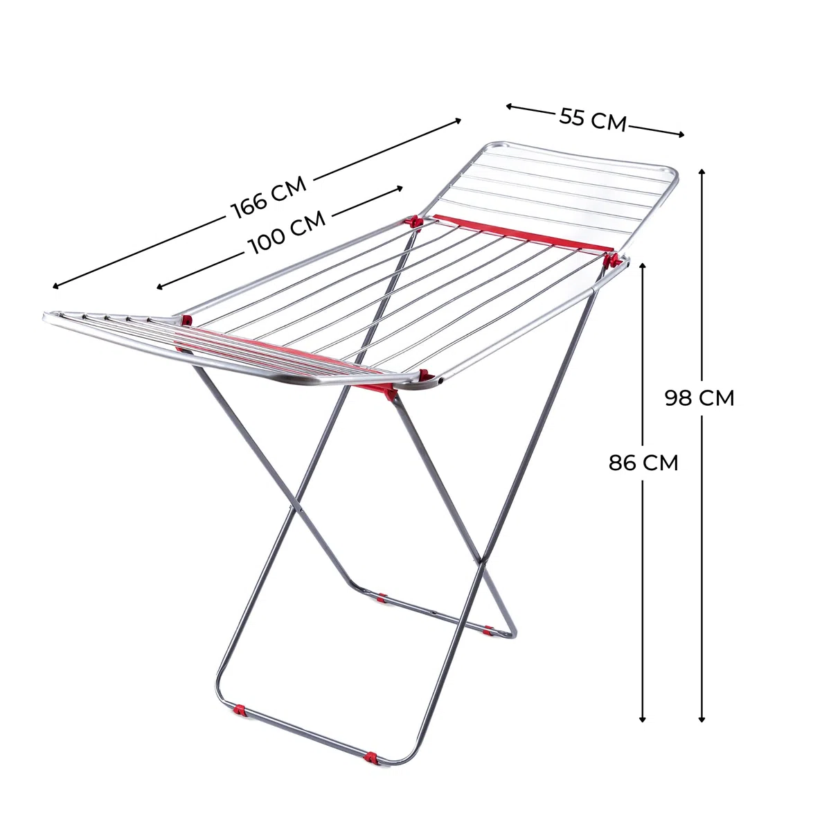 Tendedero de Ropa Plegable con Alas de Mezcla Acero y Aluminio Resistente para Interior y Exterior con Superficie de Tendido 19m - Ligero y Compacto con Fácil Plegado - Fabricado en Europa