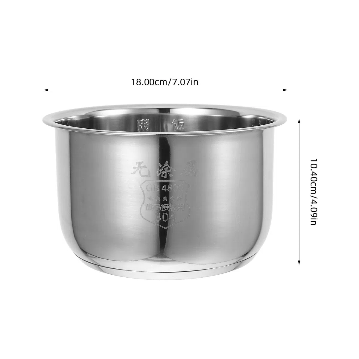 CLISPEED Olla arrocera interior de repuesto de acero inoxidable de 1,6 l de capacidad, fácil de limpiar, distribución eficiente del calor, accesorio de cocina plateado para olla arrocera eléctrica