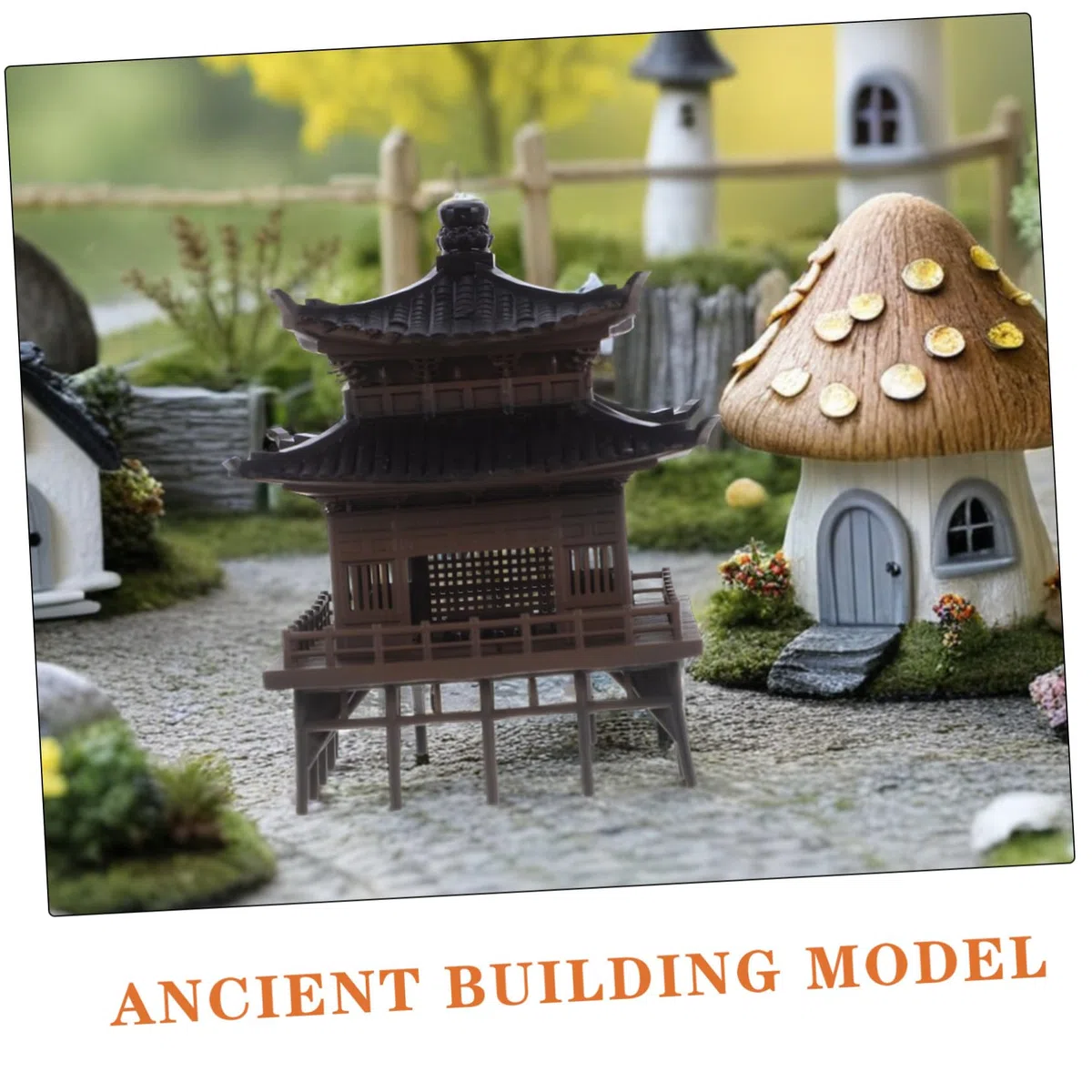 Mini Pagoda Garden Statue Asian Zen Style Micro Landscape Ornament For Fish Tank and Home Décor Plastic Pavilion Model with Detailed Traditional Architecture Design