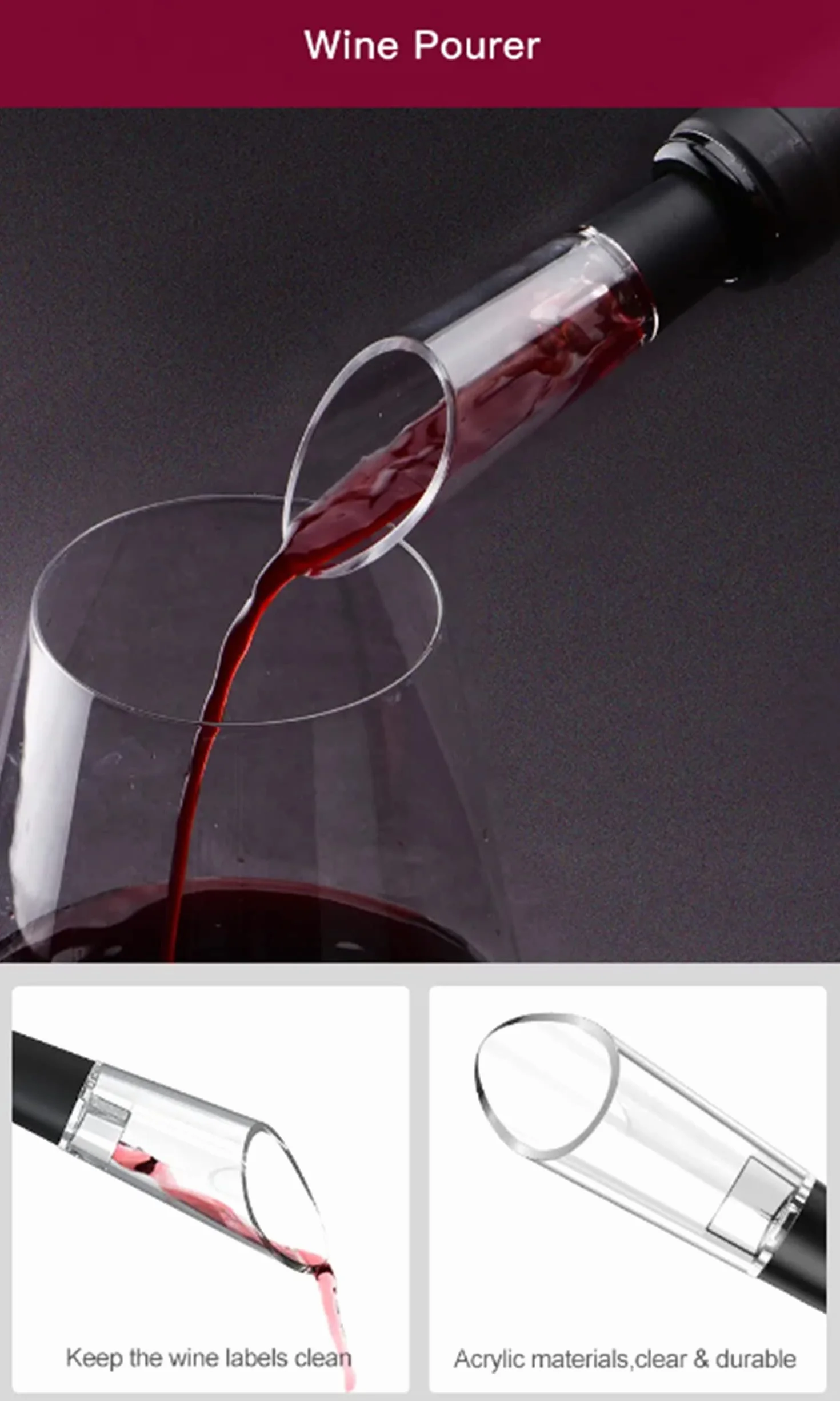 Sacacorchos Eléctrico, Abridor Botellas de Vino Profesional Recargable, Abrebotellas Automático Portátil con Cable USB, Cortacápsulas Botella, Tapón de Vino de Vacío y Vertedor de Vino