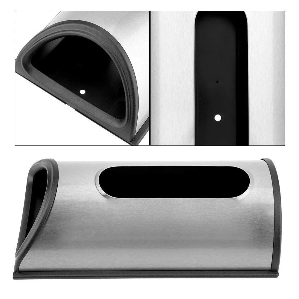 VOBOR Soporte de bolsa de plástico - Dispensador de bolsa con aberturas extra anchas y de fácil acceso Cocina de acero inoxidable Organizador de soporte de dispensador de almacenamiento